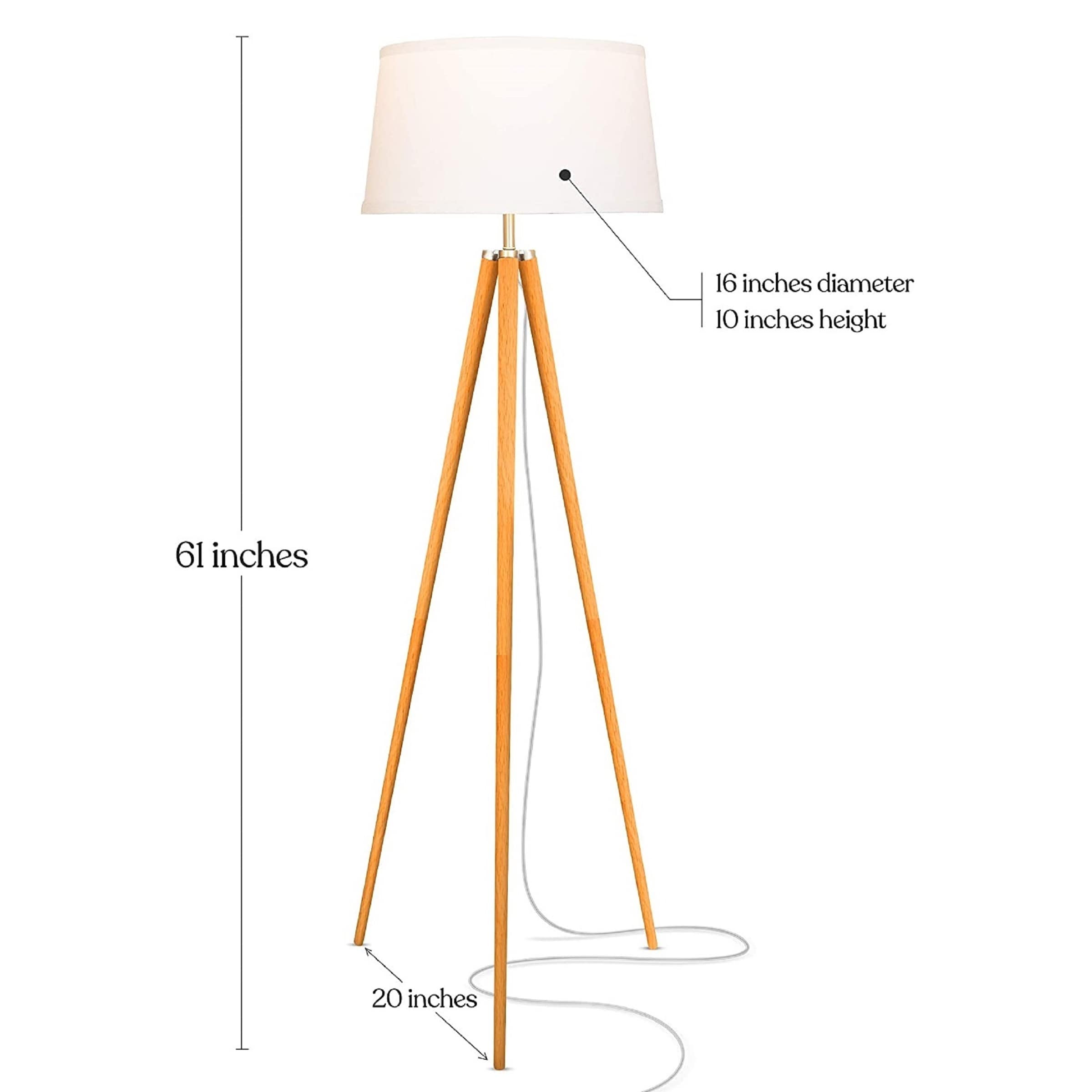 Emma LED Tripod Natural Wood Floor Lamp for Kids' Nursery
