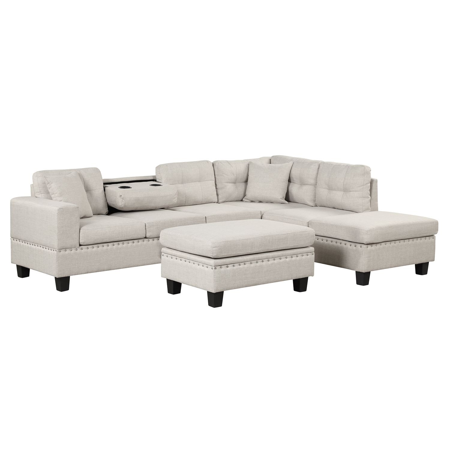 JASMODER 79.5 in Modern Light Gray Polyester Blend Sofa in the
