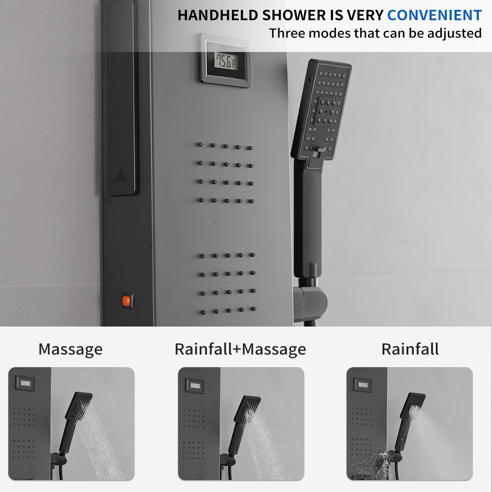 BWE YTPL04-BLACK Showerhead-Bar-Panels - View #5