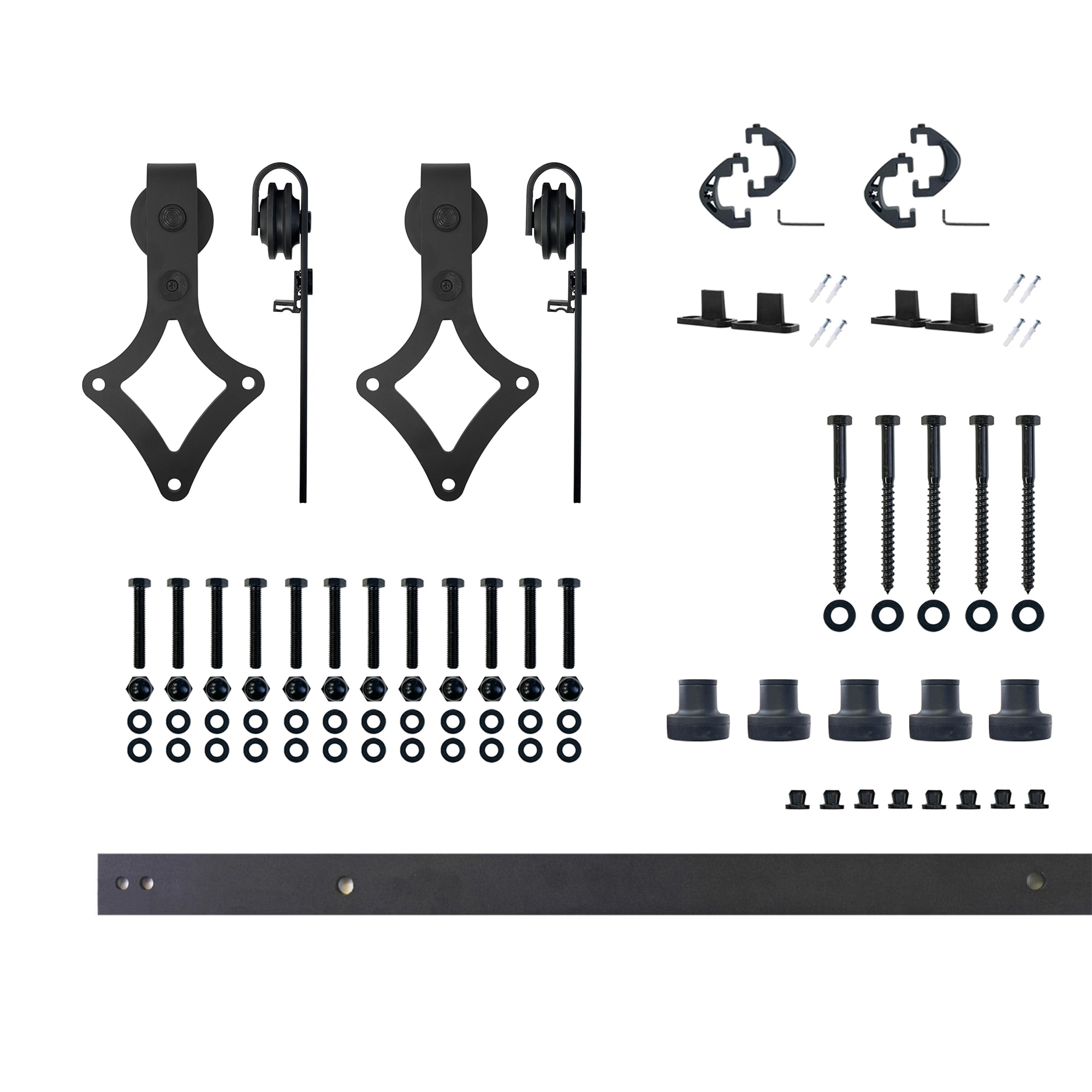 HOMACER LX2TGH079C 79-in Rustic black Black Indoor Diamond Double Barn door hardware kit