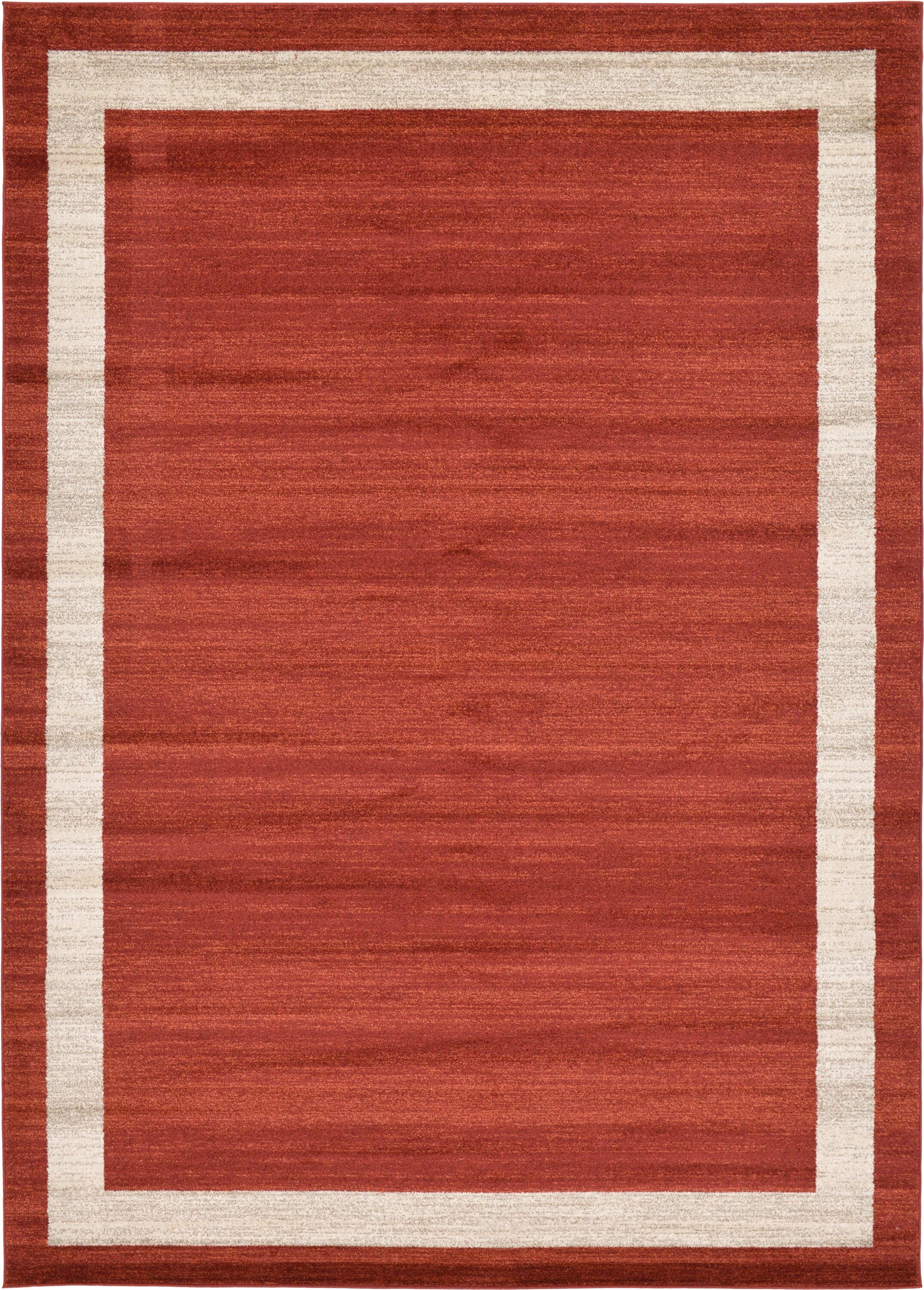 Unique Loom 3127298 Maria Del Mar 8 x 11 (ft) Loomed Polypropylene Terracotta/Ivory Rectangular Indoor Border Industrial Area rug
