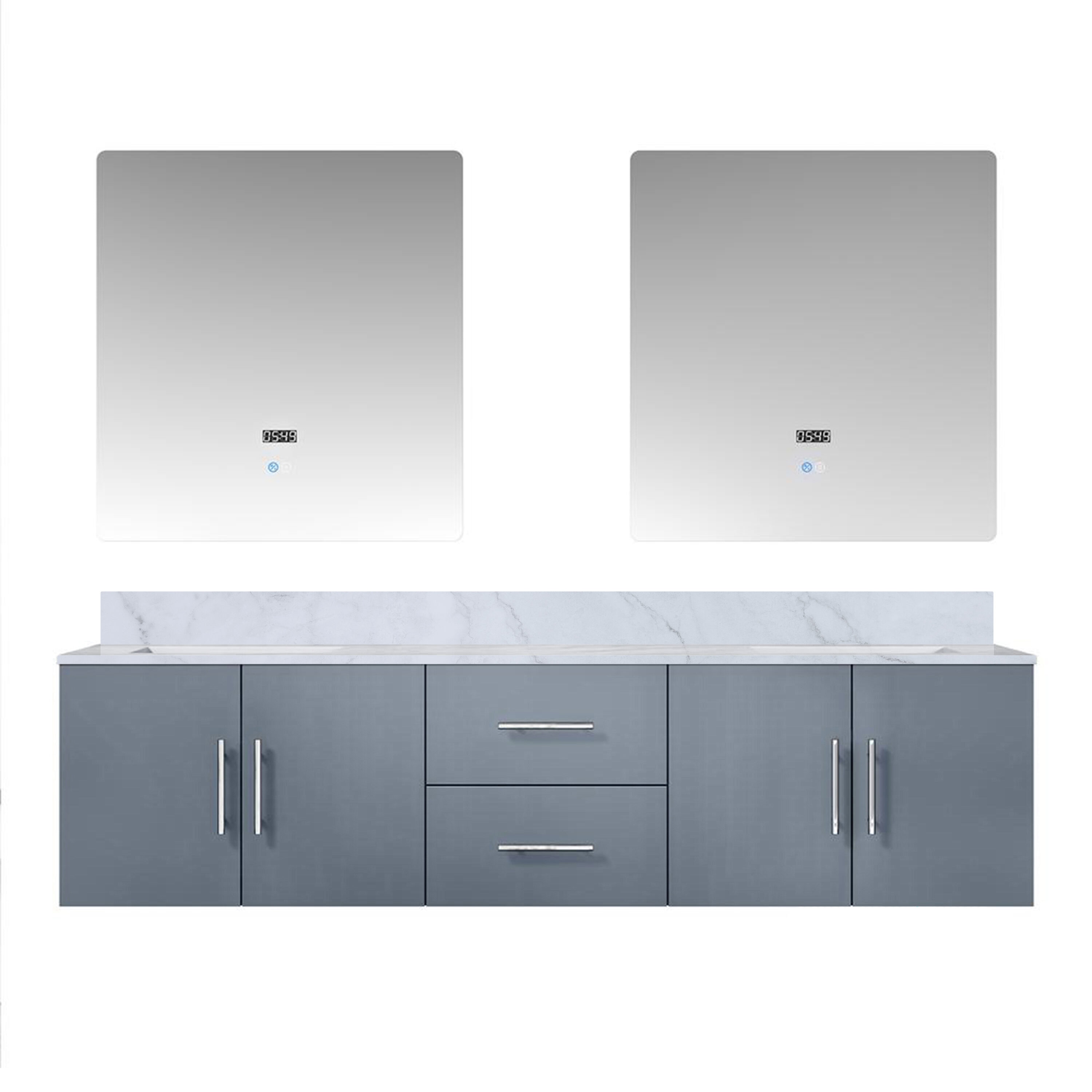 Lexora LG192280DBDSLM30 Geneva 80-in Dark Grey Undermount Double sink Bathroom Vanity with White Carrara Marble Marble Top (Mirror Included)