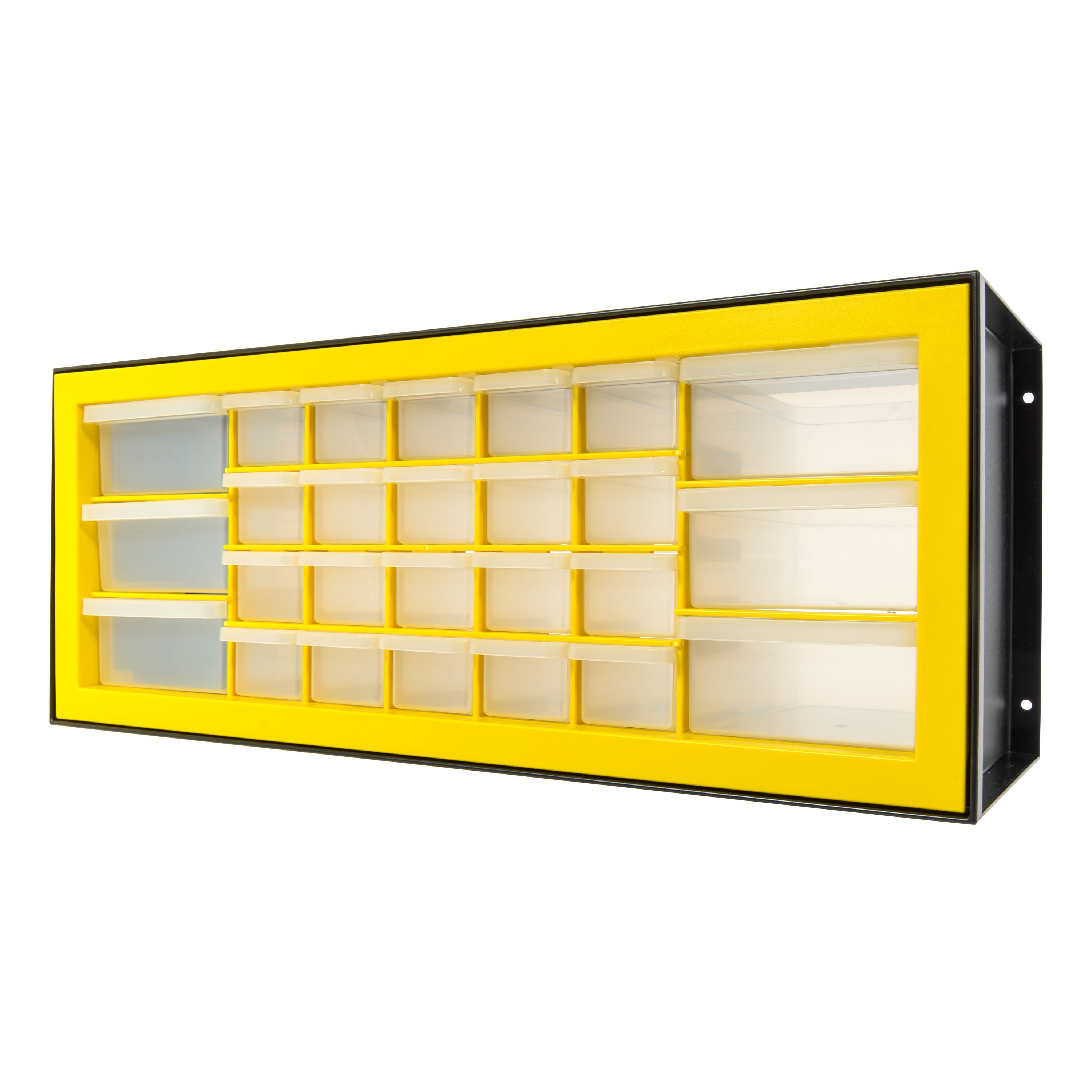 Pioneer Small Parts Storage Organizer with 11 Translucent Drawers and Built-In Handle or Wall Mounting for Organizing and Storing Hardware, Hobby and Crafts