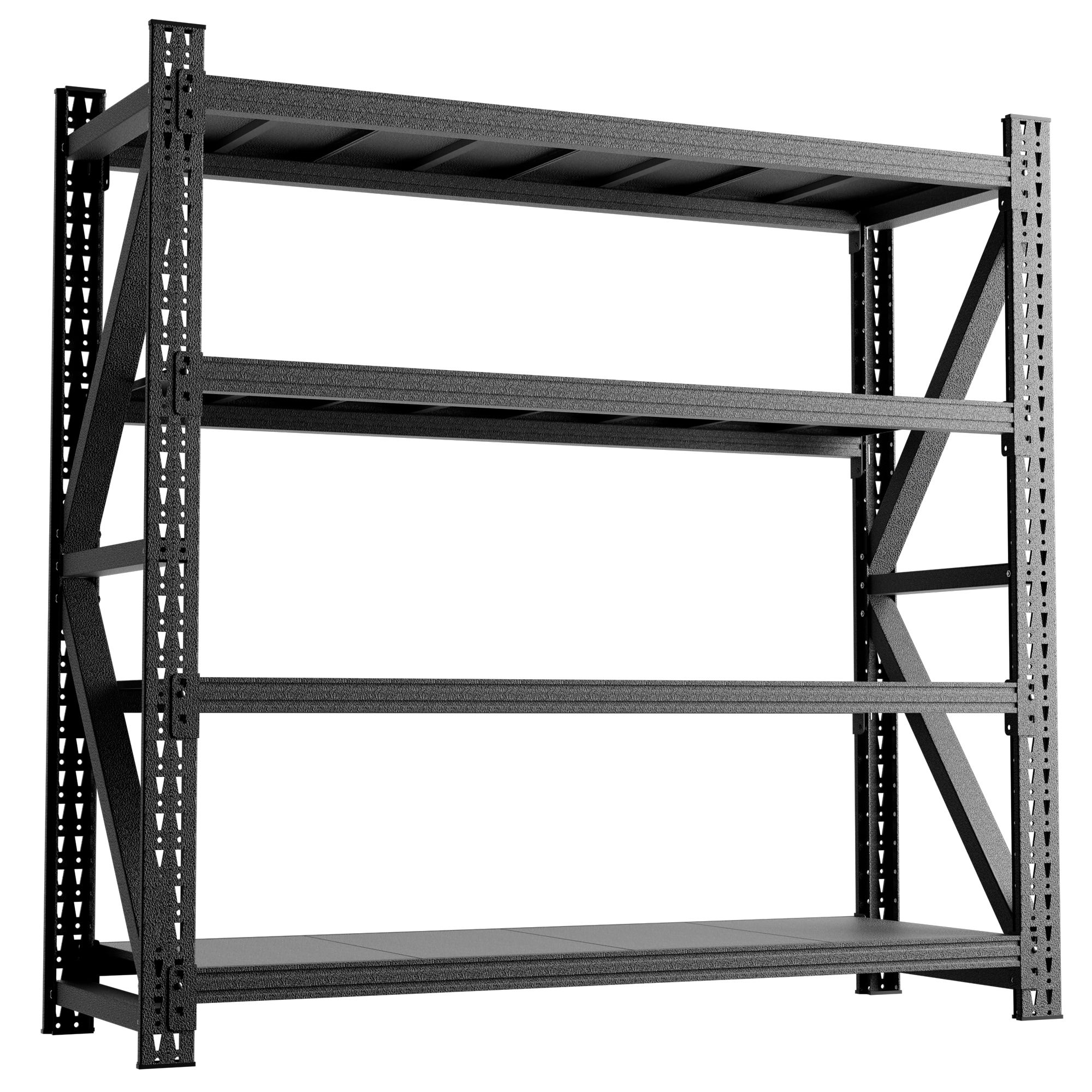 Kahomvis 71-in W x 23.7-in D x 69-in H 4 -Tier Heavy Duty Black Metal Utility Shelving Unit