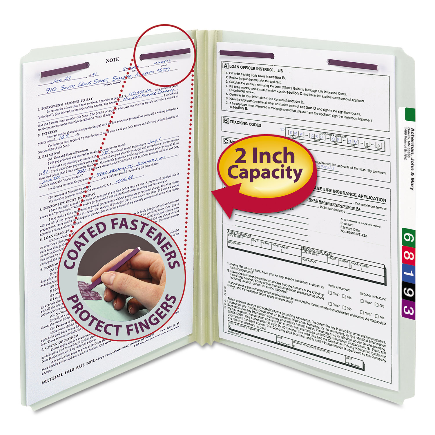 Smead Recycled Pressboard Fastener Folders Straight Tabs Two SafeSHIELD ...