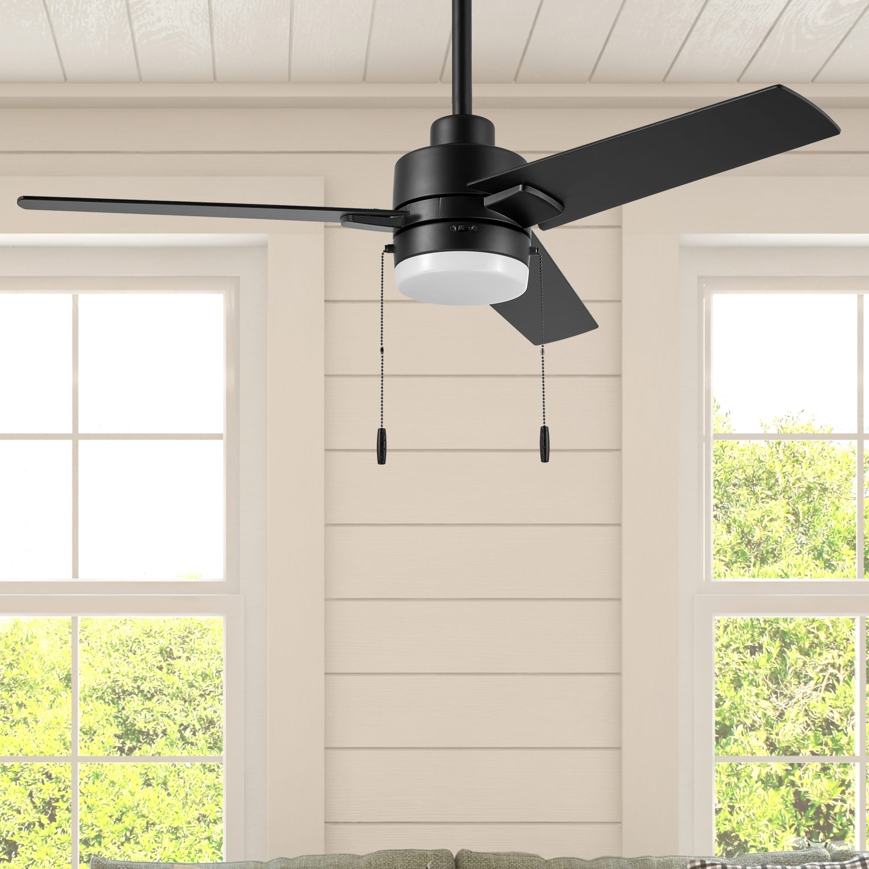 Harbor Breeze AR49A-44MBK Brinson 44-in Integrated LED Black with Black/Dark Gray Walnut Blades Ceiling Fan With Light ( 3 -Blade )