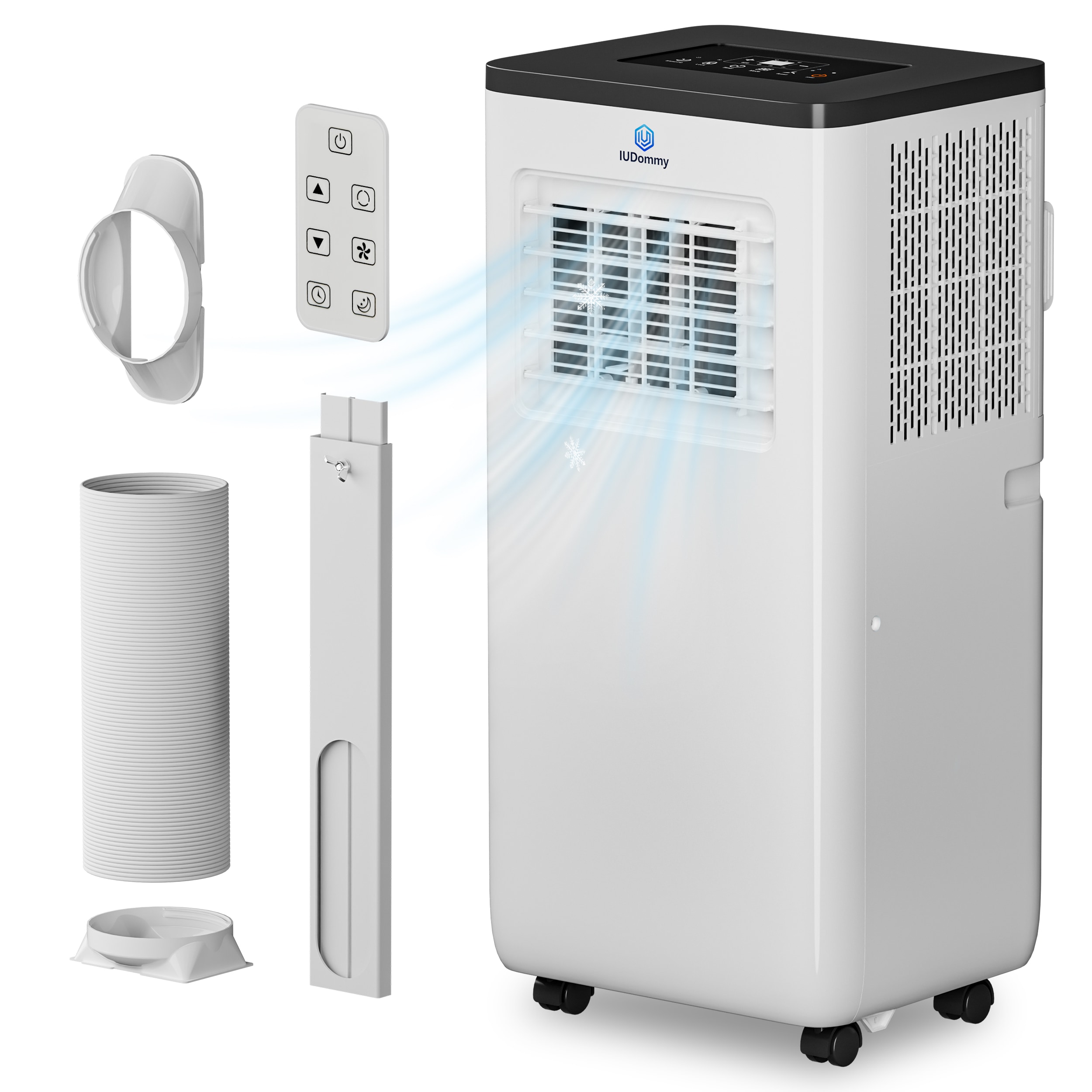IUDommy 10000 BTU ASHRAE 6500 BTU DOE Portable Air Conditioner Cools 450 SqFt with 4-in-1 Modes and LCD Remote in White