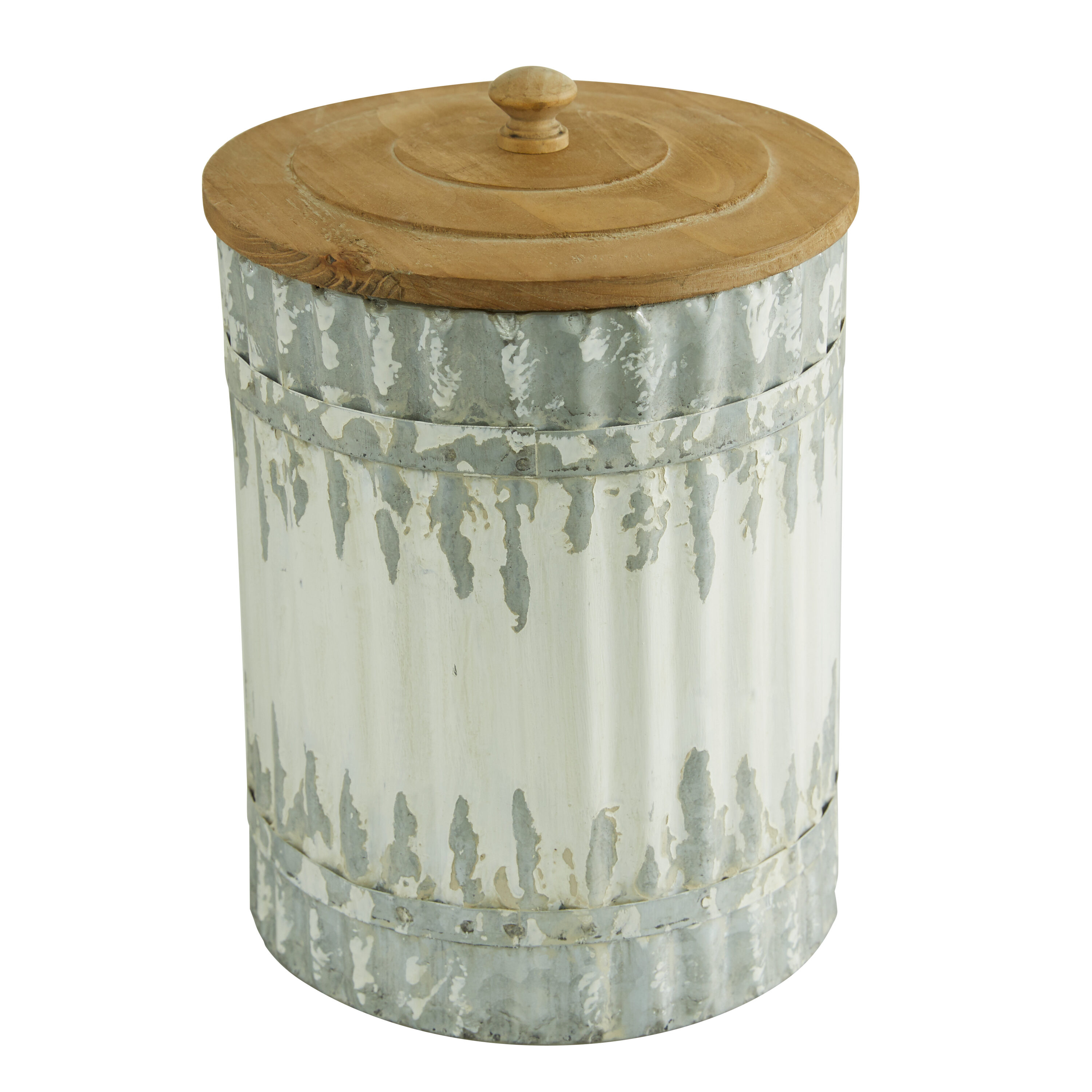 Litton Lane Clear Glass Decorative Jars with Wood Lids (Set of 3