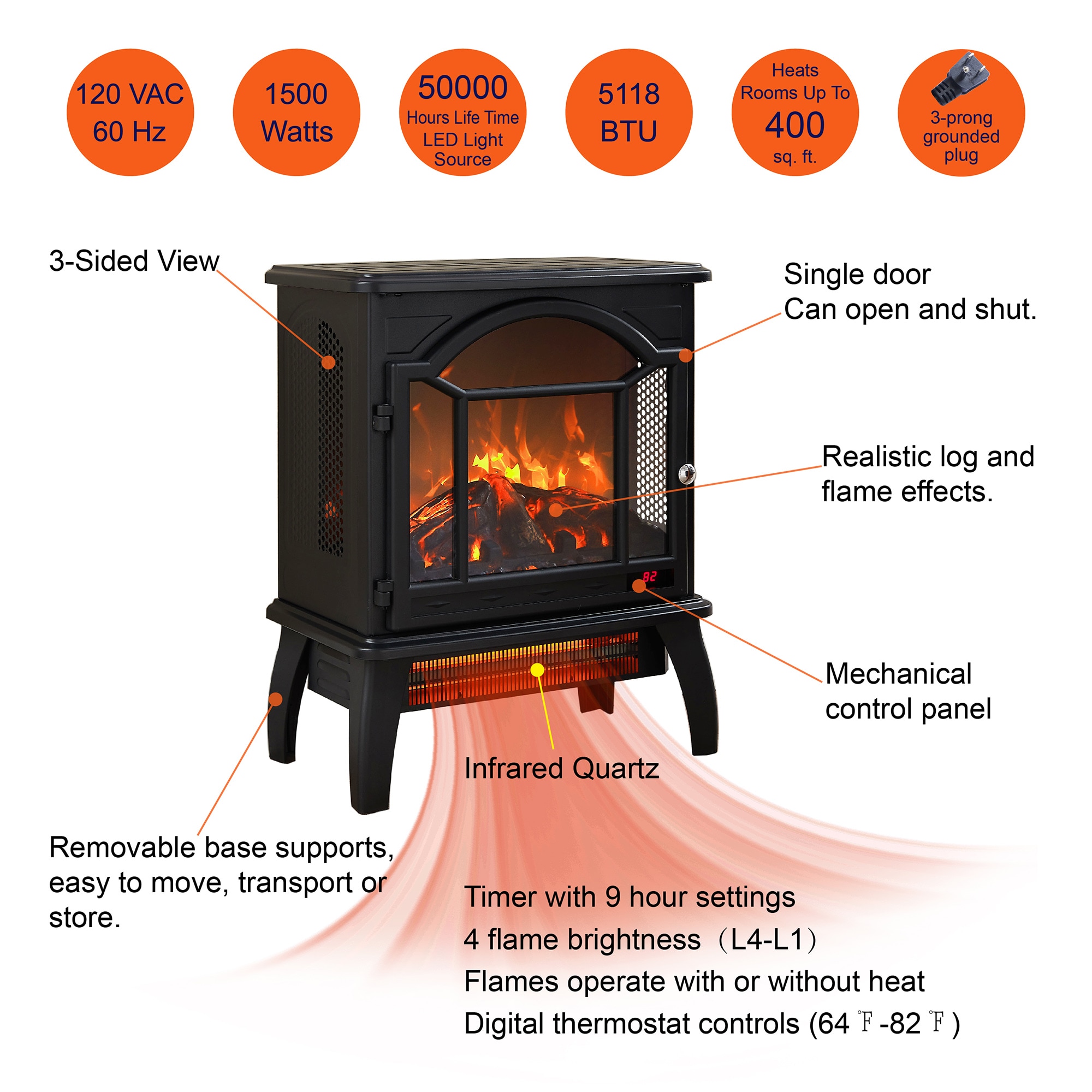 SINOFURN SYC070021BK Electric-Fireplaces - View #8