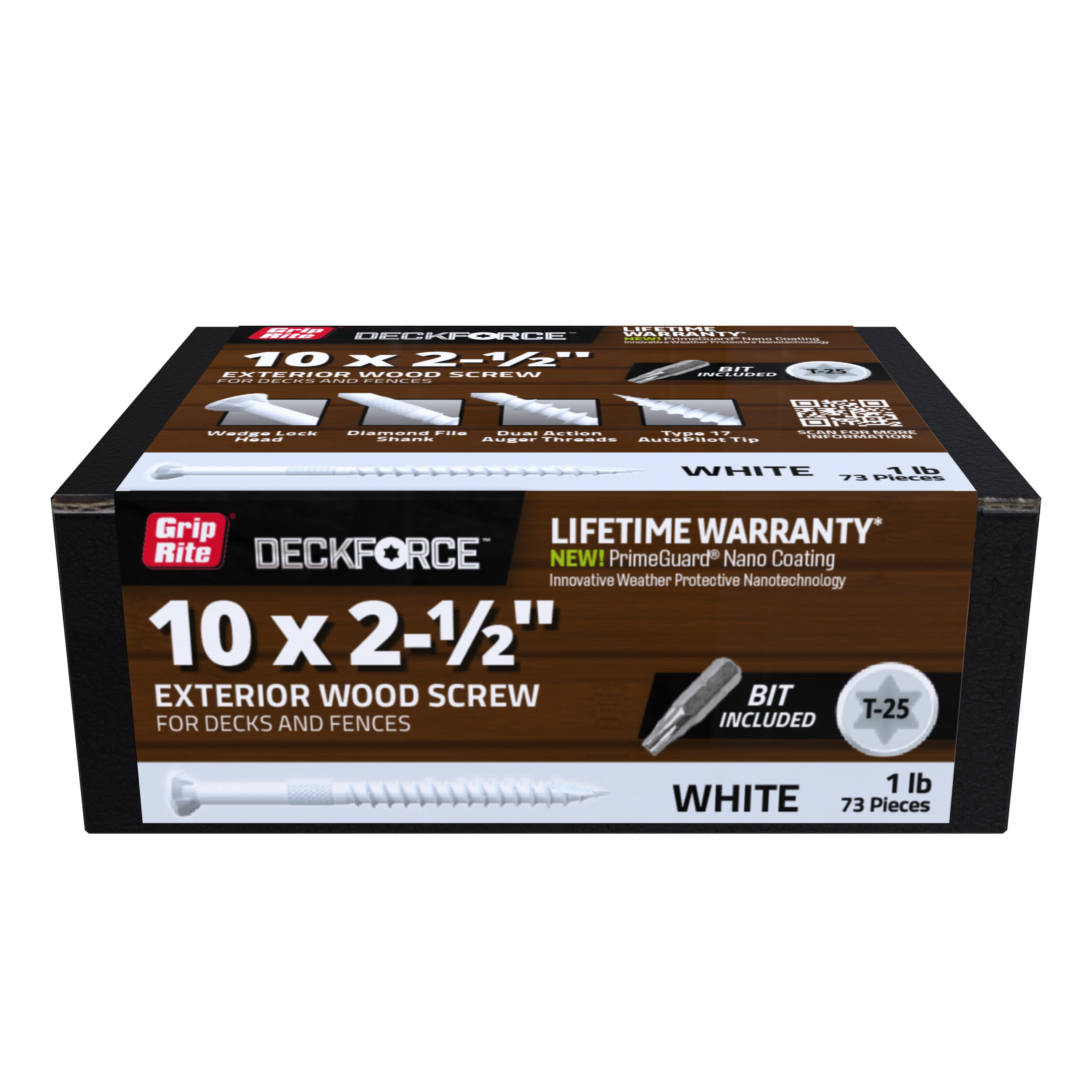 DeckForce by Grip Rite GRDF212STWH1 #10 x 2-1/2-in Wood to wood Deck Screws ( 73 -Per Box )