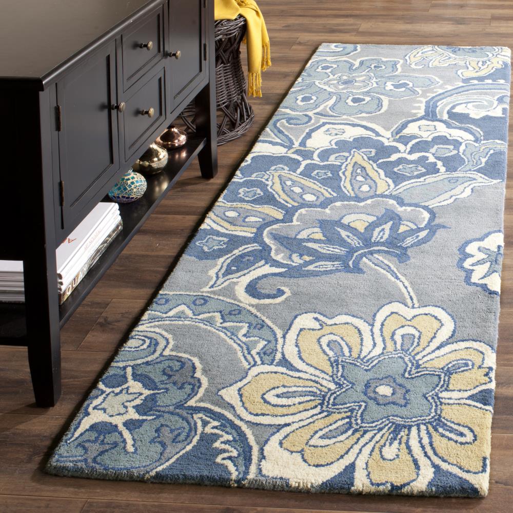 Ellie Overdyed Rubber Backed Rug (Blue)