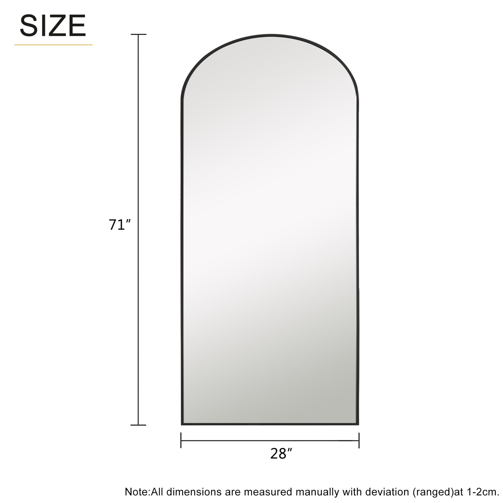 NeuType 28-in W x 71-in H Arch Black Framed Full Length Wall Mirror in ...