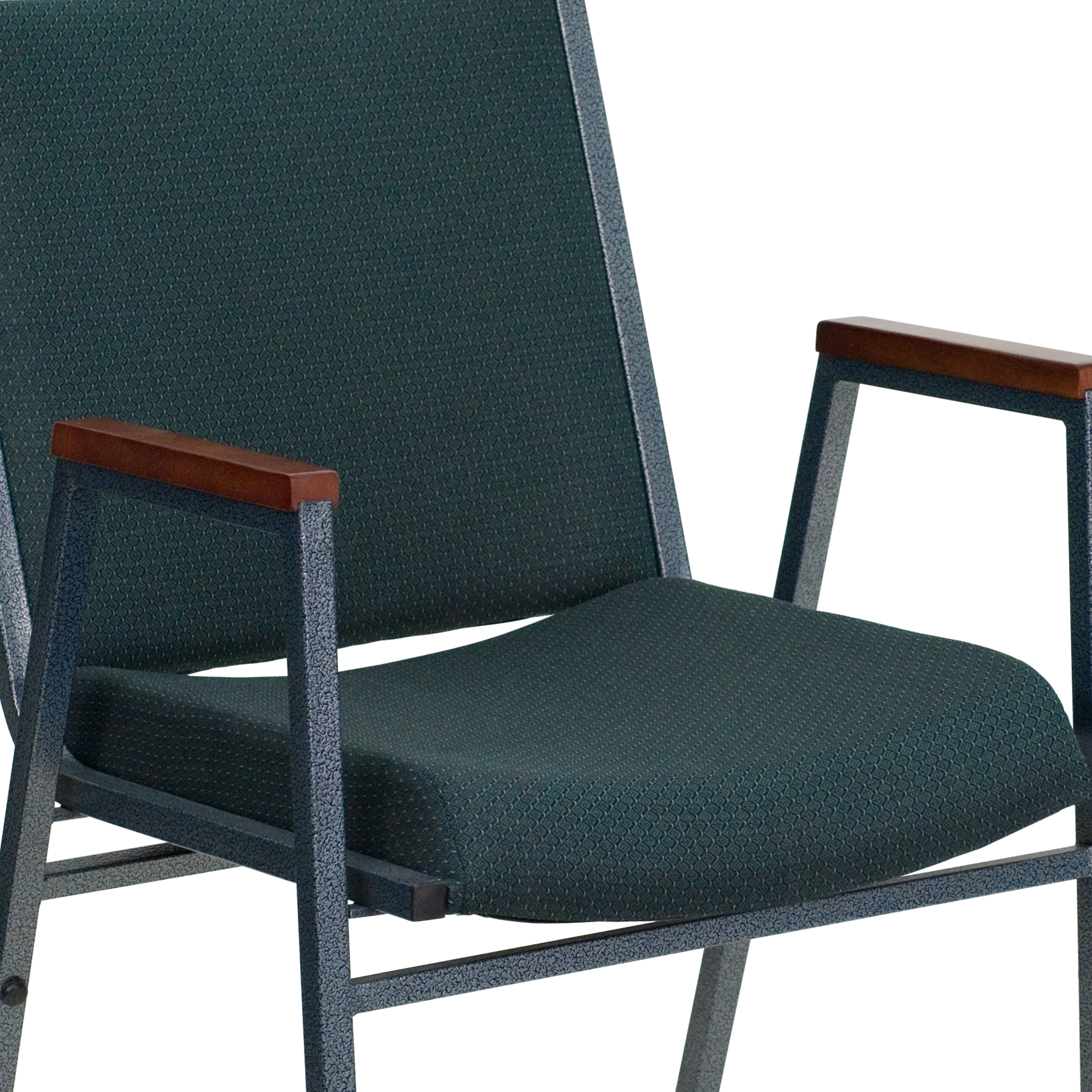 Hercules Series 31'' Green Patterned Fabric Stack Chair with Silver Steel Frame