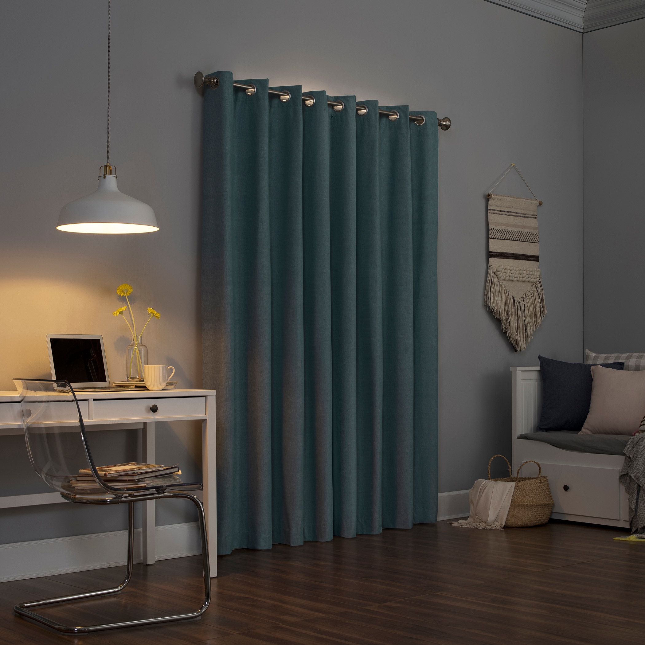 Mineral Blue Blackout Thermal Insulated Grommet Curtain Panel