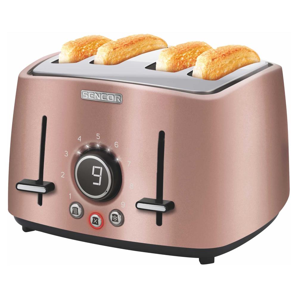 Sencor STS6075RS 4-slot Toaster with Digital Button and Rack, Pink