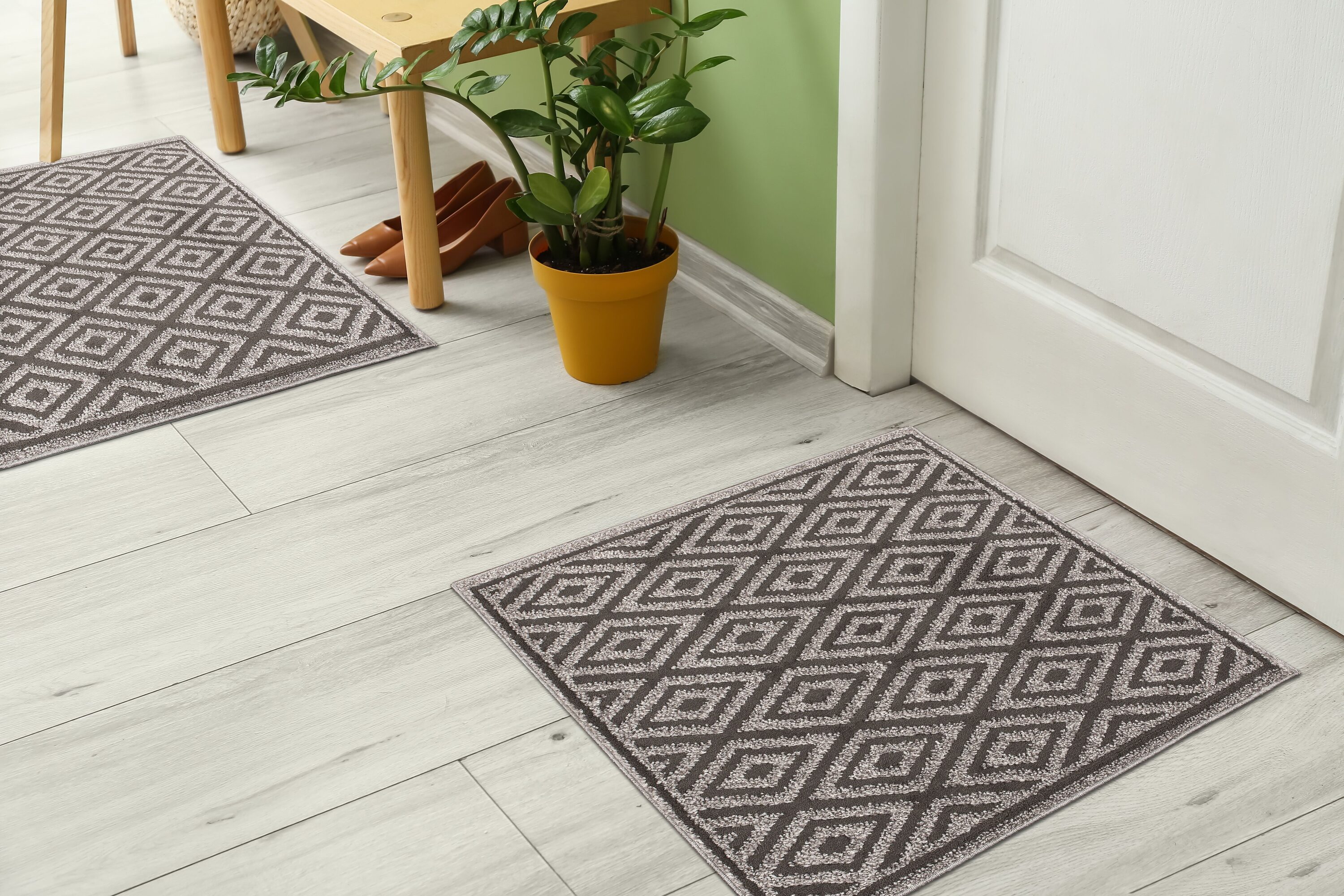 The Sofia Rugs Sofihas 2 Piece Kitchen Rug Sets 60in x 24in x 35in x 24in  Kitchen Floor Mats 100% Shag Polypropylene Farmhouse Washable Kitchen Rugs  and Mats with Non Skid Rubber