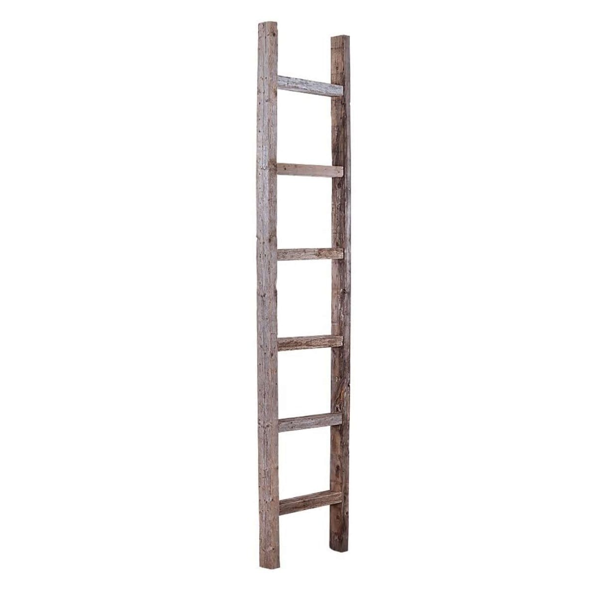 HomeRoots Weathered Gray Wood 6-Shelf Ladder Bookcase (15-in W x 72-in ...