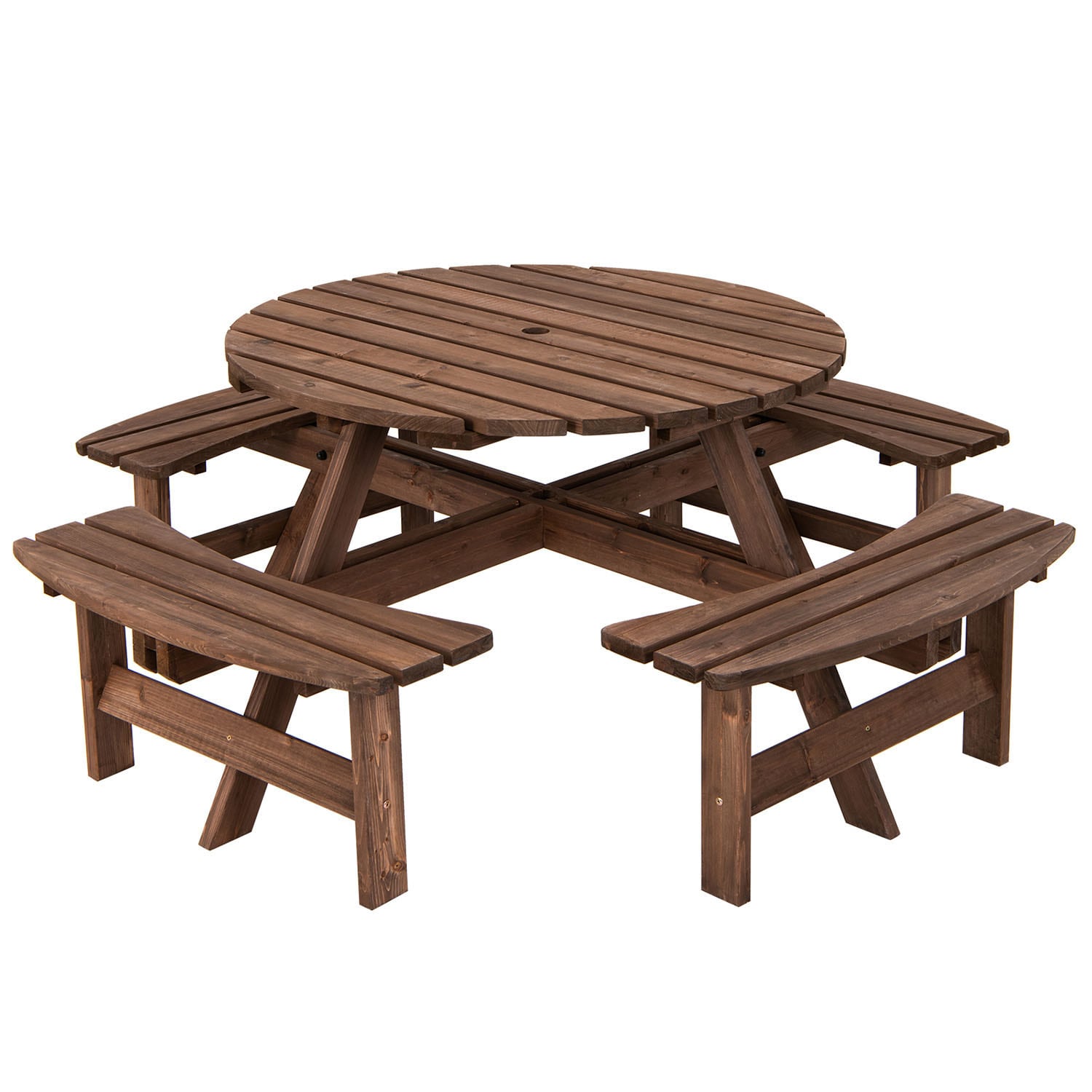 Clihome CL-70444+ 41-in Brown wood Round Picnic Table