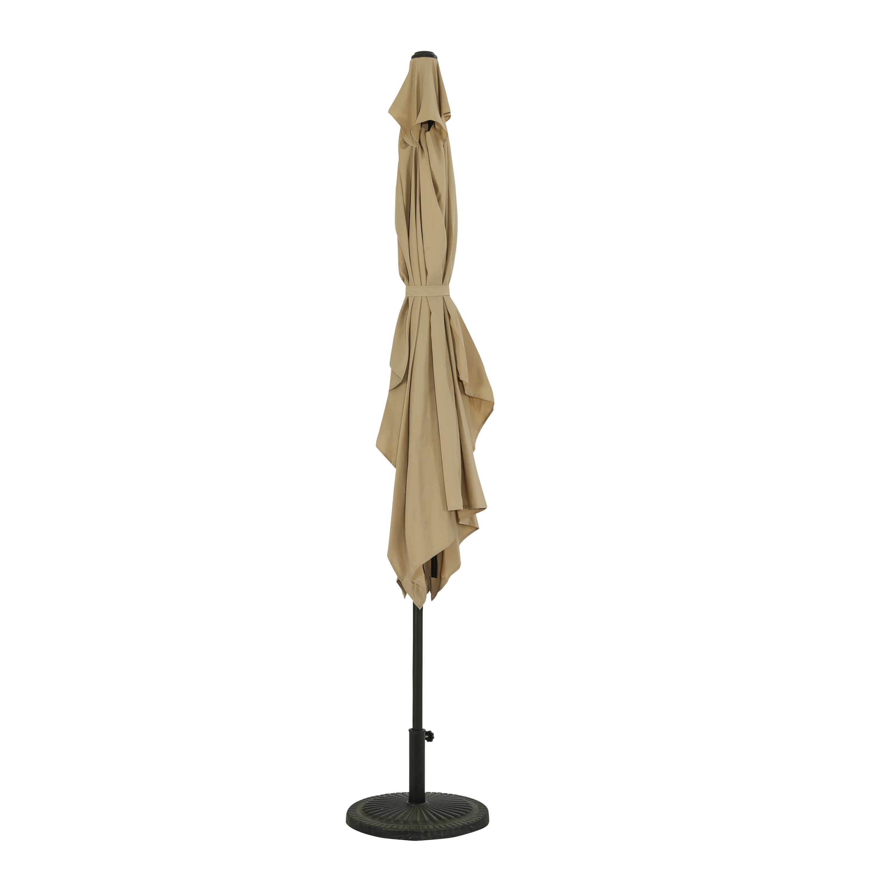 Bimini 6.5' x 10' Beige Polyester Market Umbrella with Steel Pole