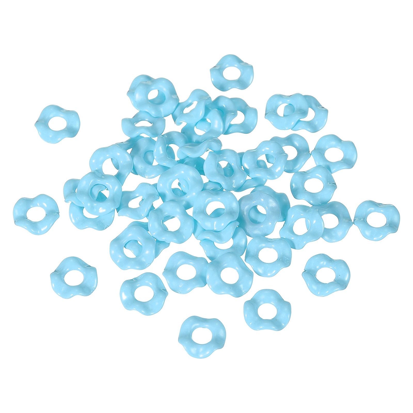 Unique Bargains 50pcs Wavy Spacers for Beaded Pens Acrylic Flower Beads Colorful Wave Spacer Focal Bead for Jewelry Making Pen Bracelet Necklace Earrings DIY Crafts Sky Blue