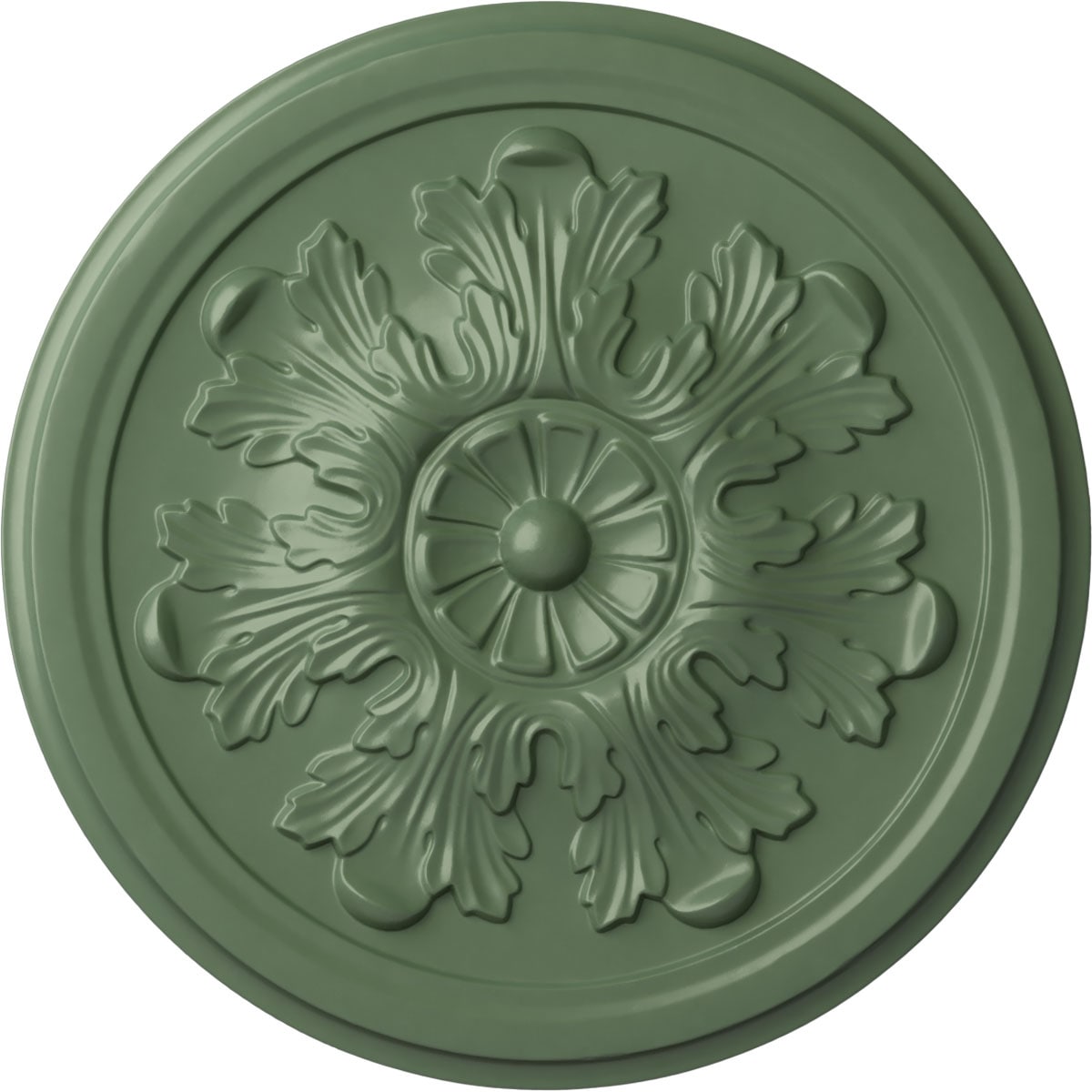 Ekena Millwork CM12LEAGF Legacy Acanthus 12.75-in W x 12.75-in L Painted Athenian Green Polyurethane Whole Ceiling Medallion