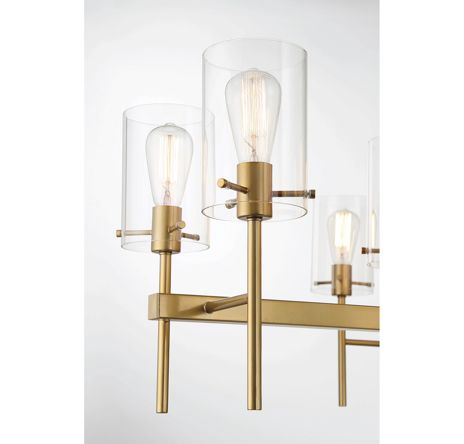 Modern Burnished Brass 16-Light Chandelier with Clear Glass Shades