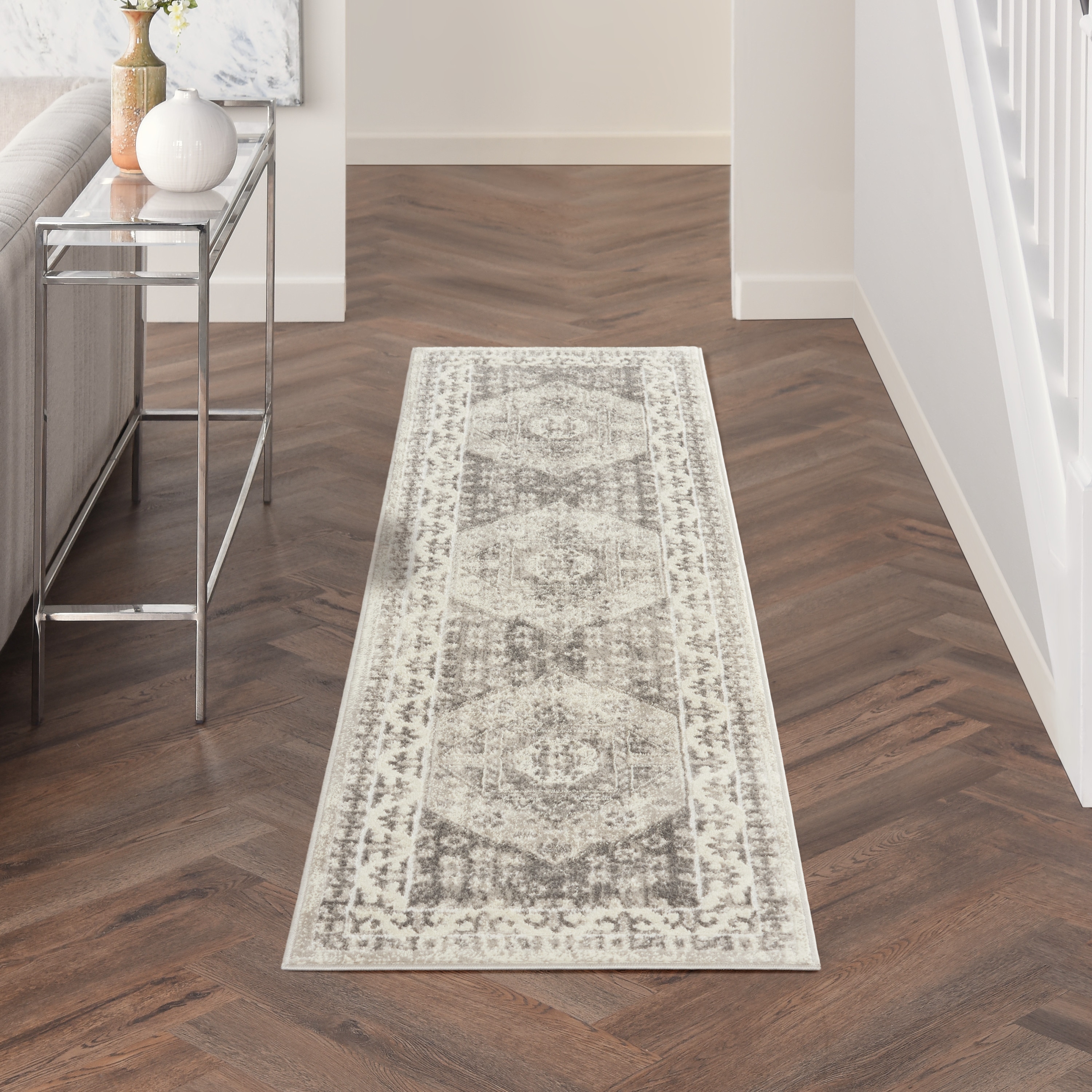 Nourison 99446795892 Cyrus 2 x 7 (ft) Loomed Polypropylene Ivory Rectangular Indoor Vintage Area rug