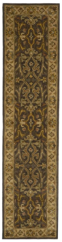 Hand-Tufted Charcoal and Beige Wool Runner Rug, 2'3" x 12'