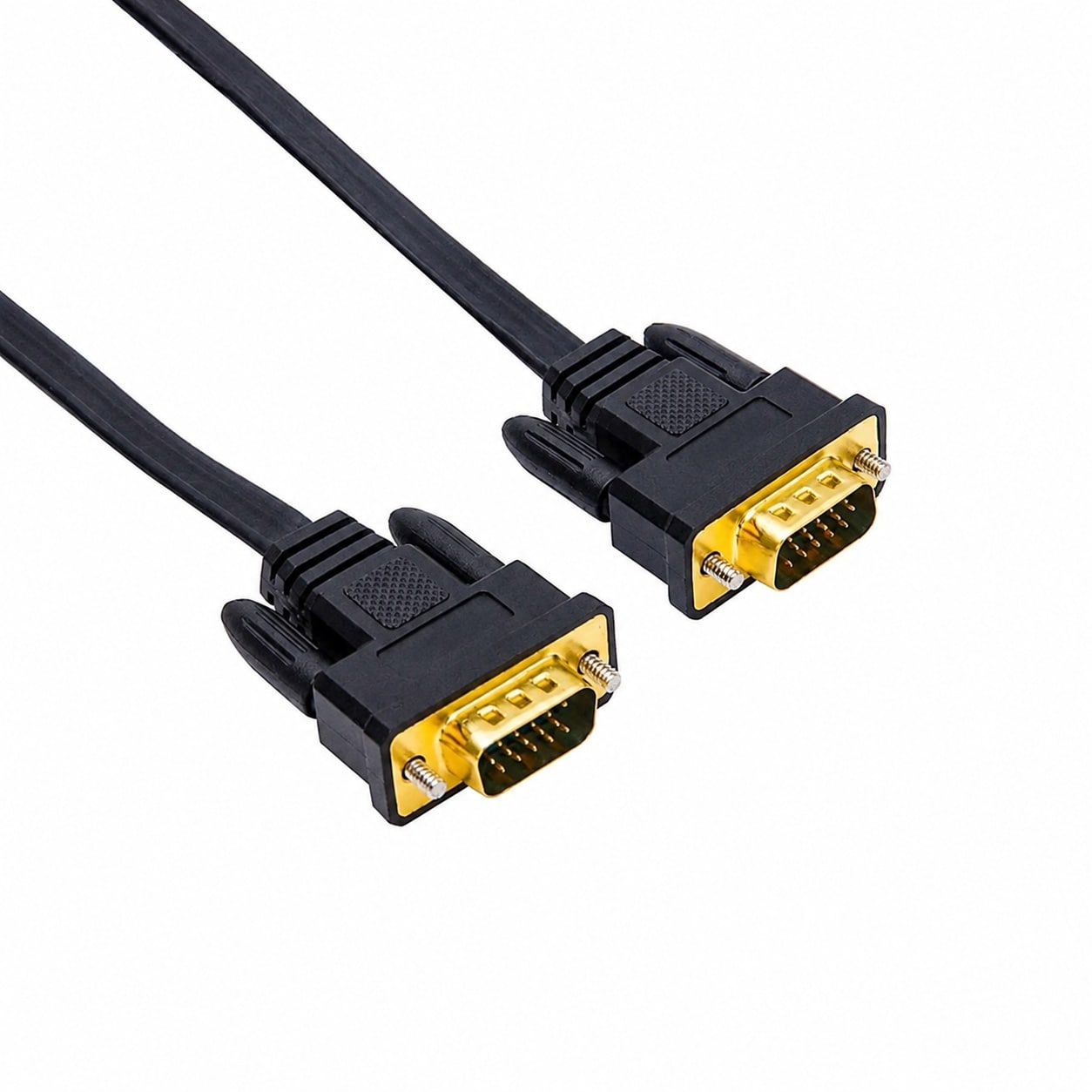 Anqtovp Thin Computer Monitor VGA Cable 6ft Standard 15 Pin Connector Male to Male VGA Cord Flat Wire for Desktop 6 Feet Black