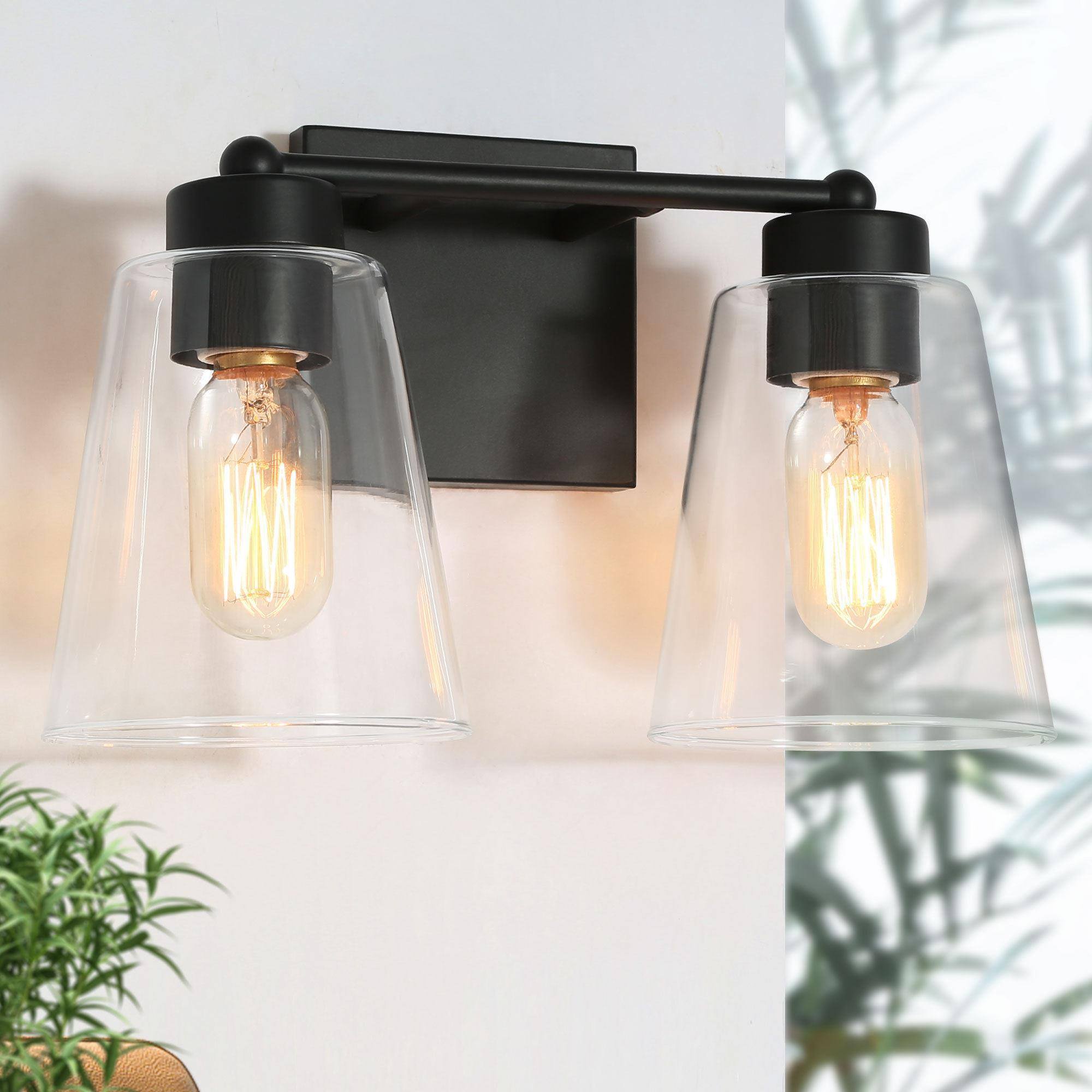 Uolfin 7VENEI-LWS24336-R7 13-in 2 -Light Matte Black Modern/contemporary Vanity light