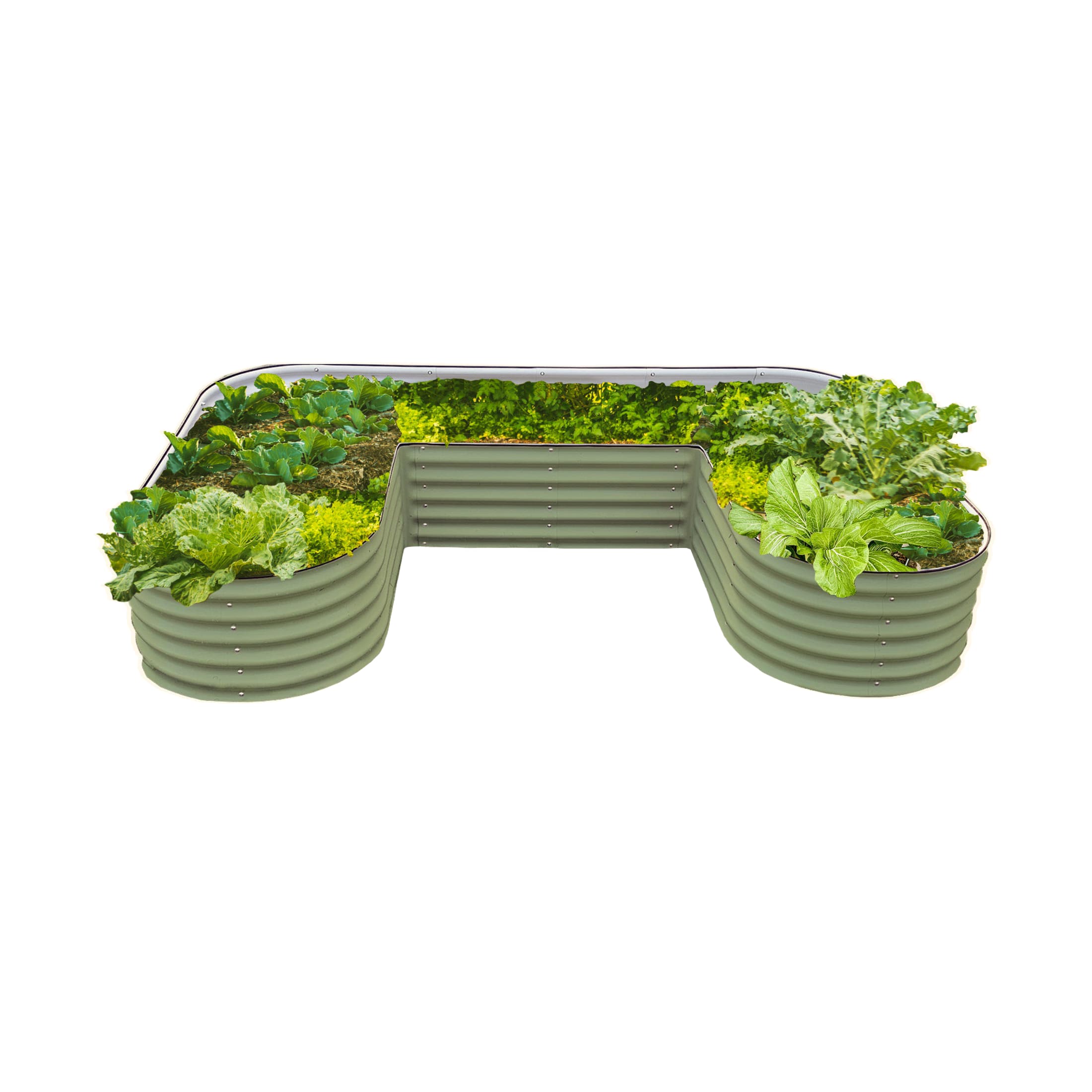 Vego Garden VBUST17G 51-cu ft 66-in W x 102-in L x 17-in H Olive Green Galvanized Metal Raised Garden Bed