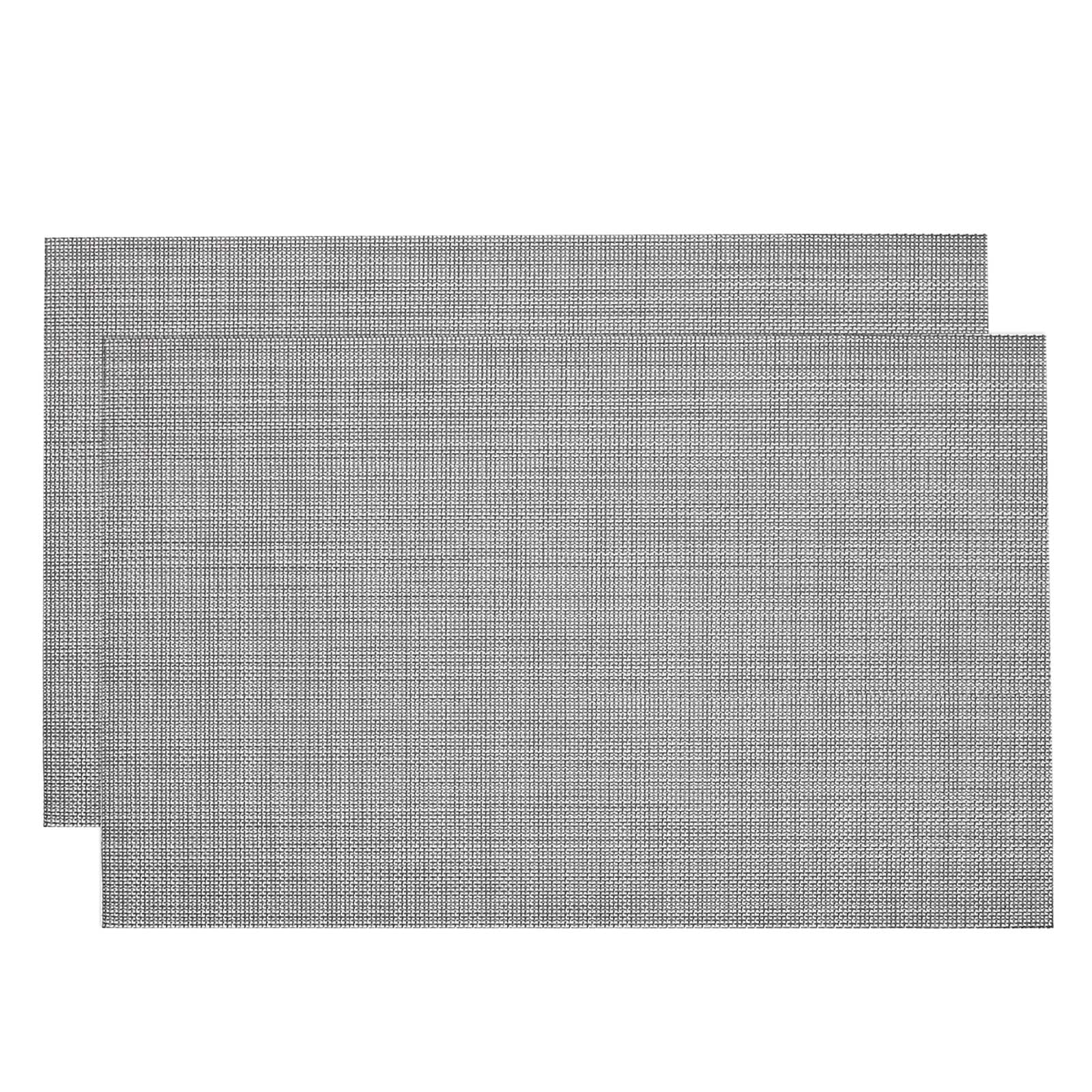 Unique Bargains Place Mats 450x300mm Table Mats 2pcs Set PVC Washable Woven Placemat Gray