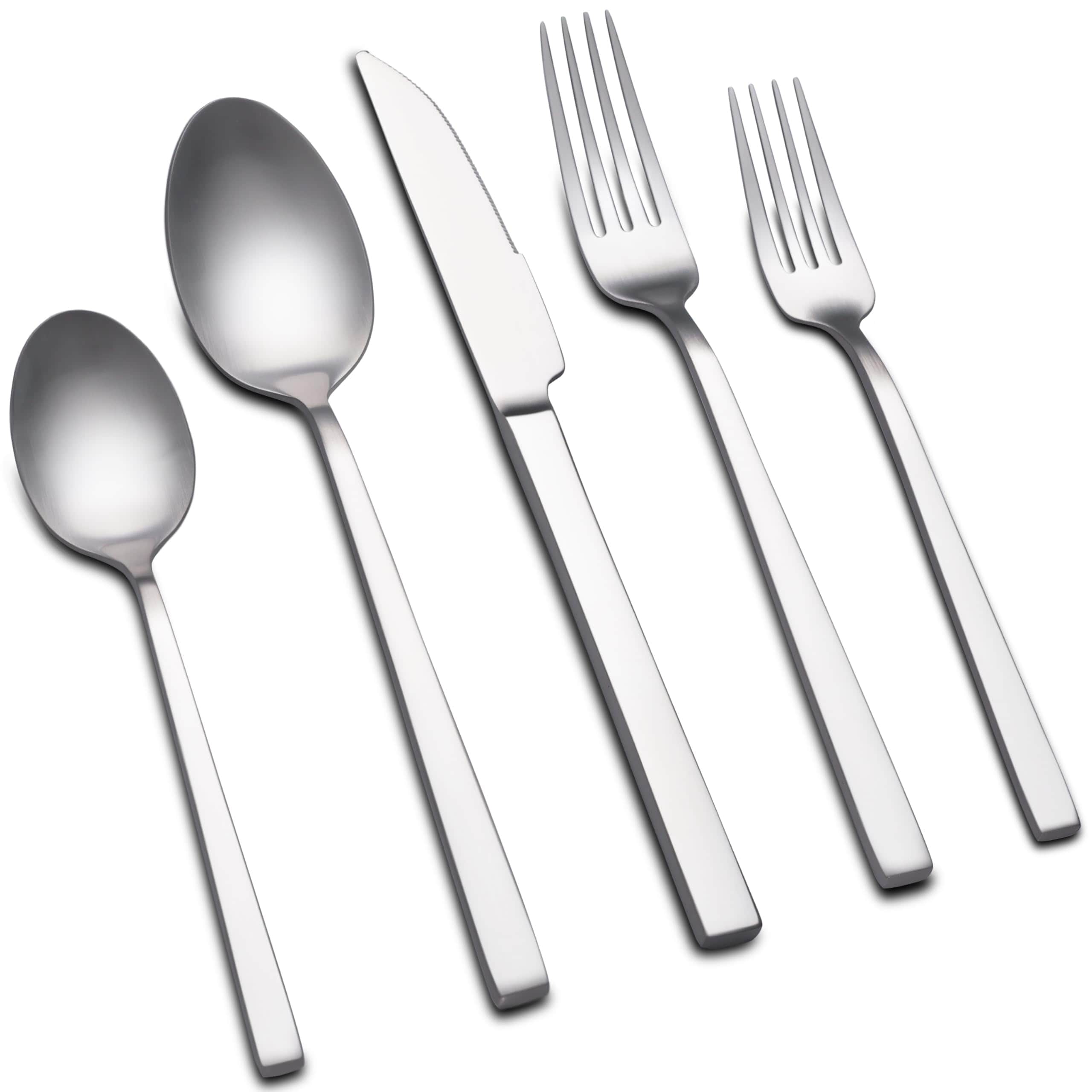 Aoibox  40 Piece Matte Satin Stainless Steel Flatware Set for 8 Modern Silverware Cutlery