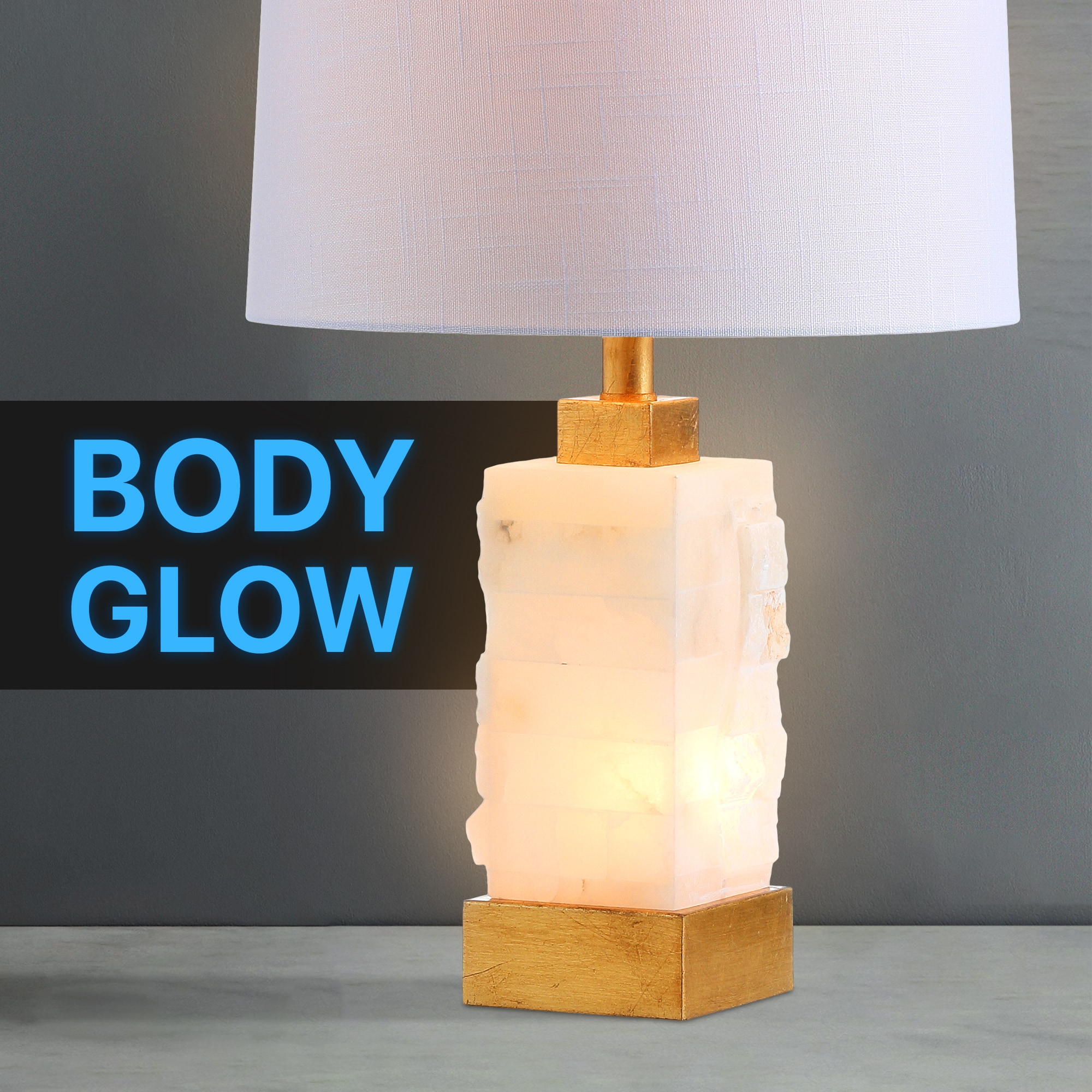 Eloise 23" White Alabaster and Gold Leaf LED Table Lamp