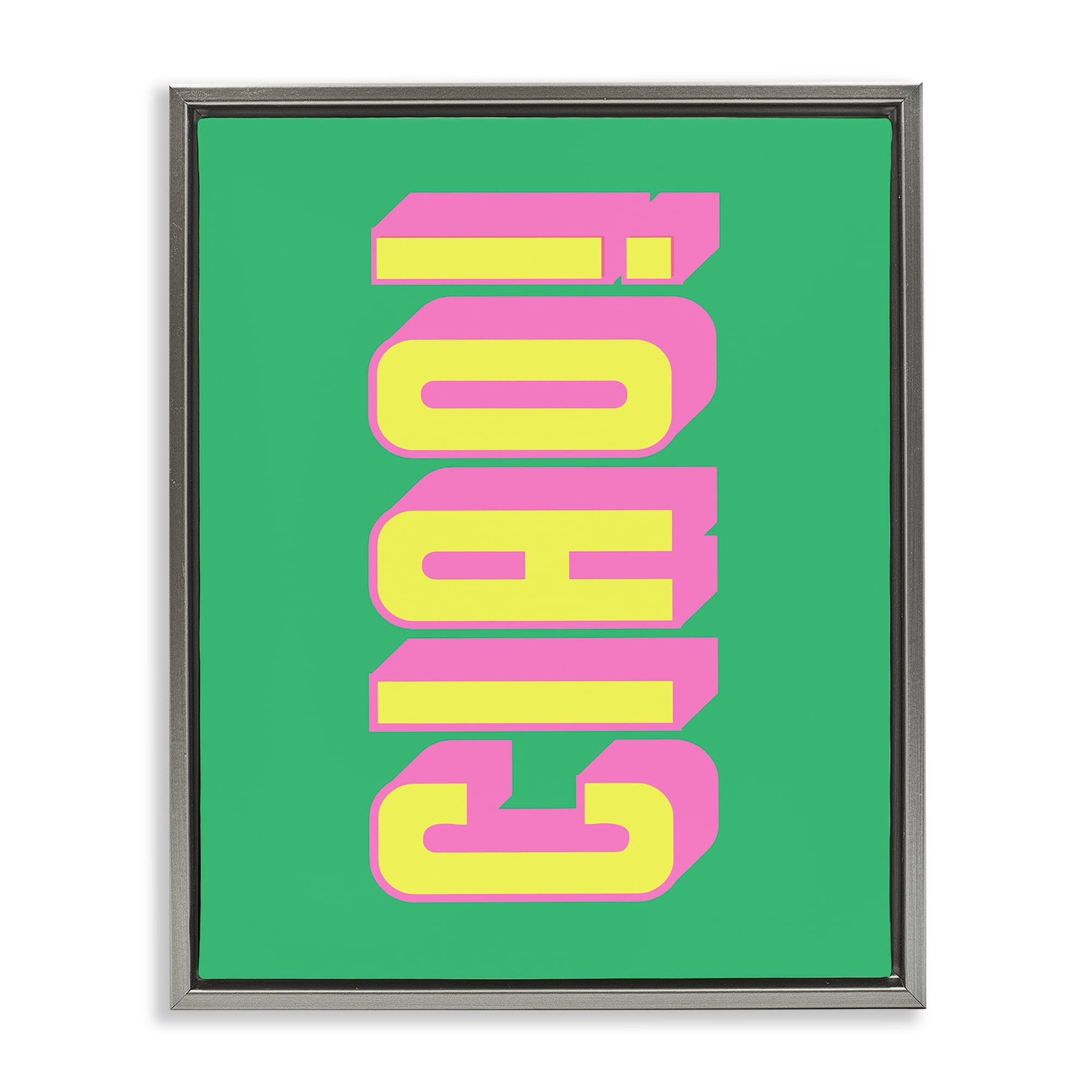 Stupell Industries BS-923-FFL-24X30 Ciao Bold Lettering Gray Framed Floater Canvas Wall Art By House of Lulu 25 x 31