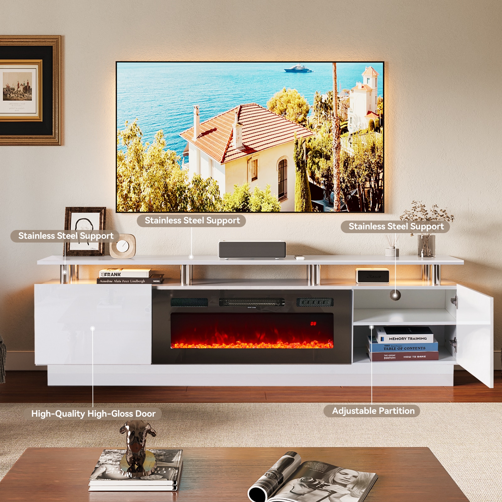 AOXUN H21014WH-80+H20023 Electric-Fireplaces - View #5
