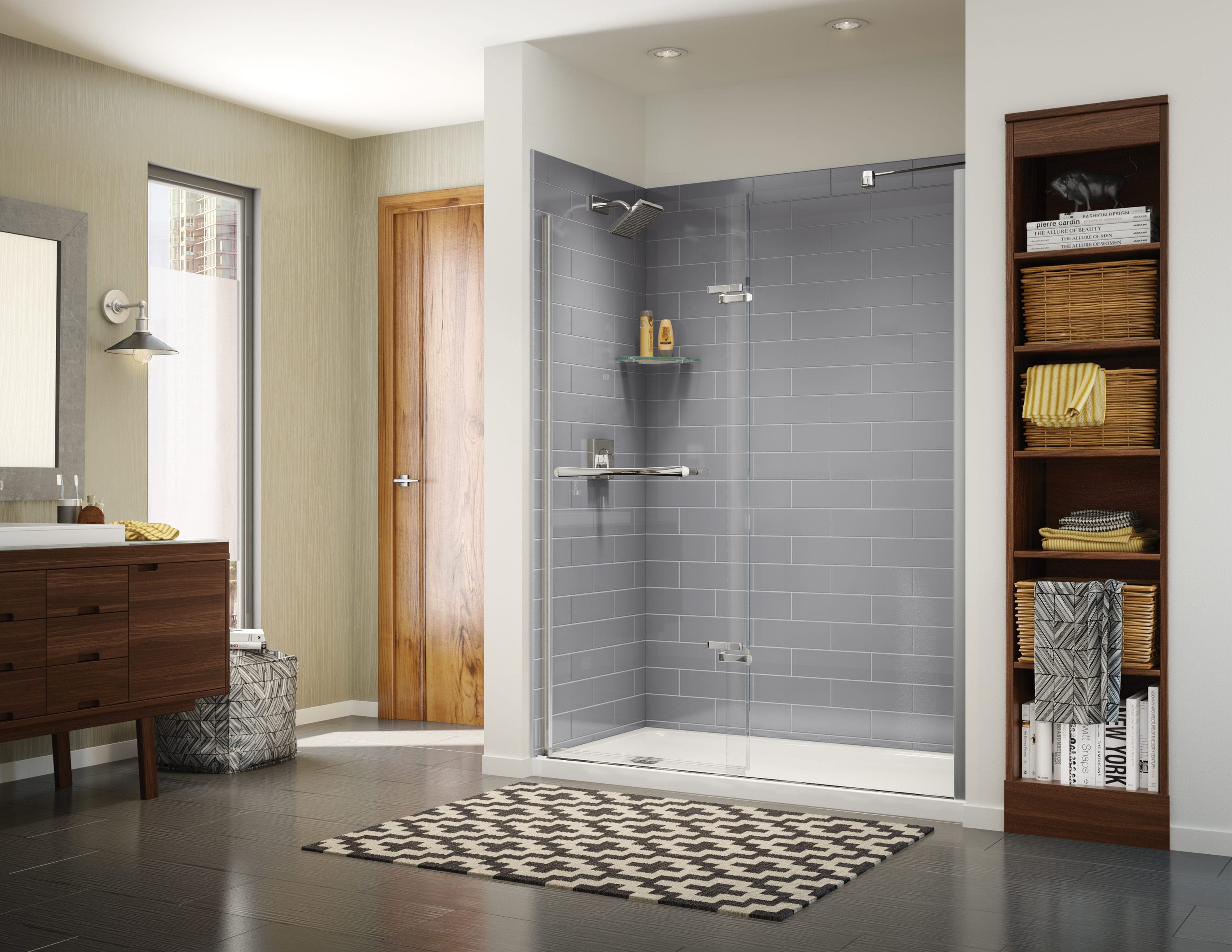 MAAX Utile Metro Ash Grey Shower Back Wall Panel at Lowes.com