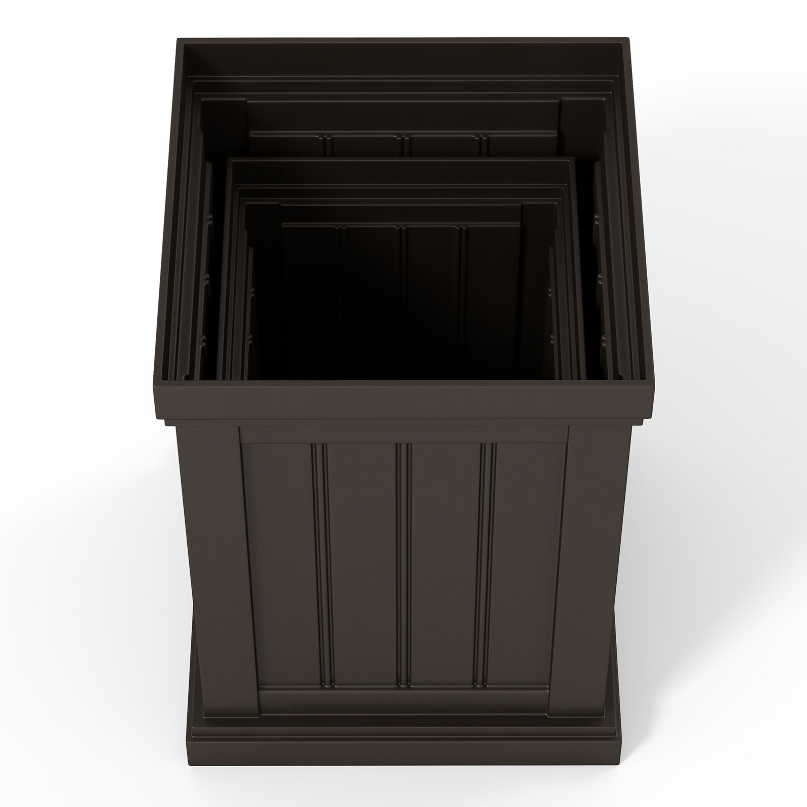Volenca - 14-in W x 19-in H Set of 2 Square PP Planter Drainage Holes Brown