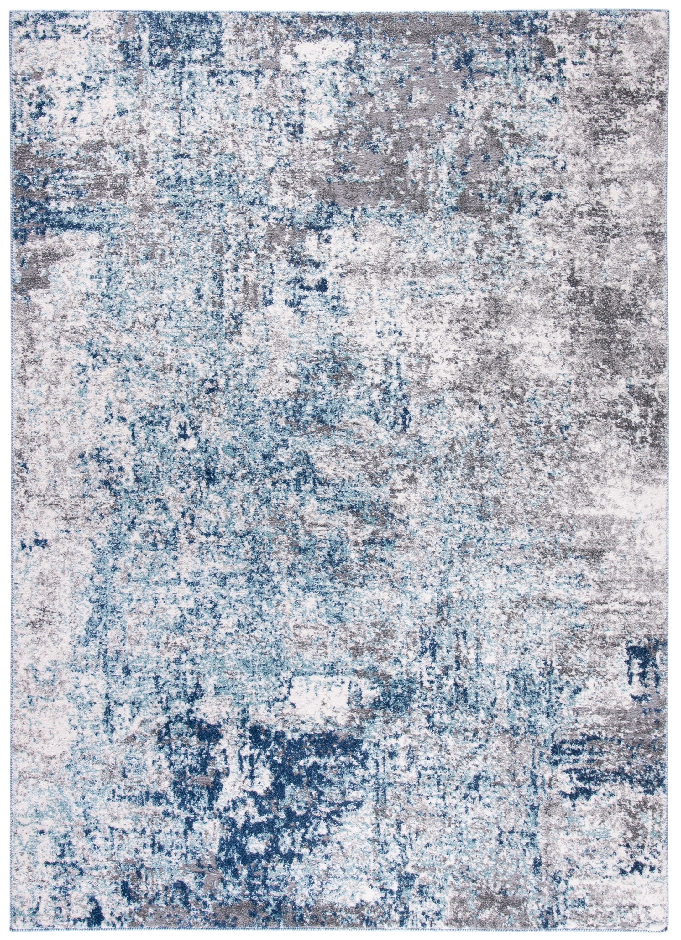 Light Blue and Grey Abstract Reversible Synthetic Area Rug