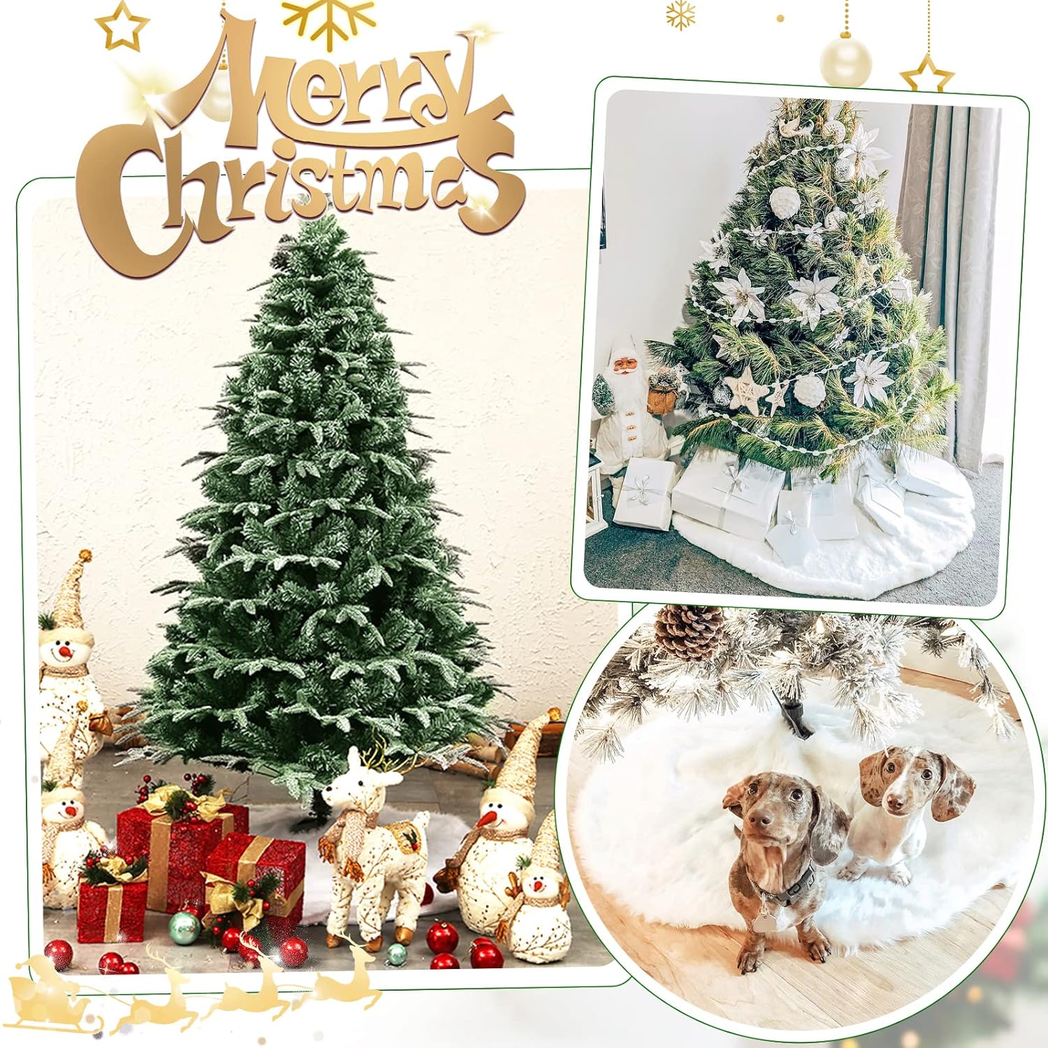 BCool Christmas Tree Skirt 24 Inch Tree Skirt Xmas Gift White Faux Fur — free download