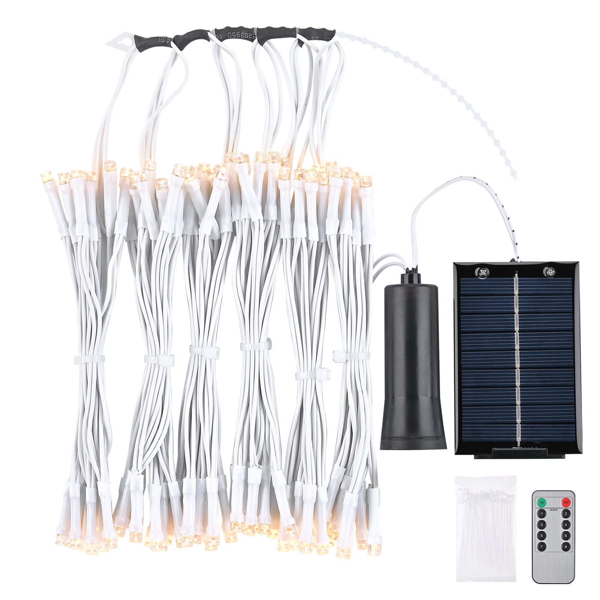 Yescom 07USL001-6L30-WMW-LO Solar String Light Fit 6-Rib 7/8/9 Ft Outdoor Patio Umbrella 96 LED Warm White