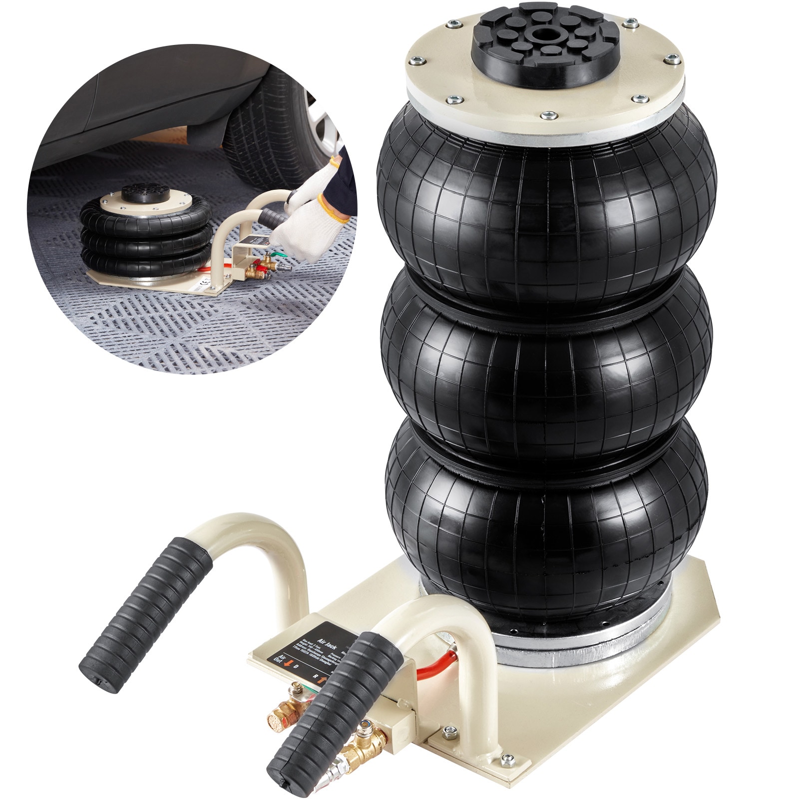 VEVOR QNQJDSTSDB3T6KPLRV0 Black 3-Ton Steel Air/Hydraulic Air lift