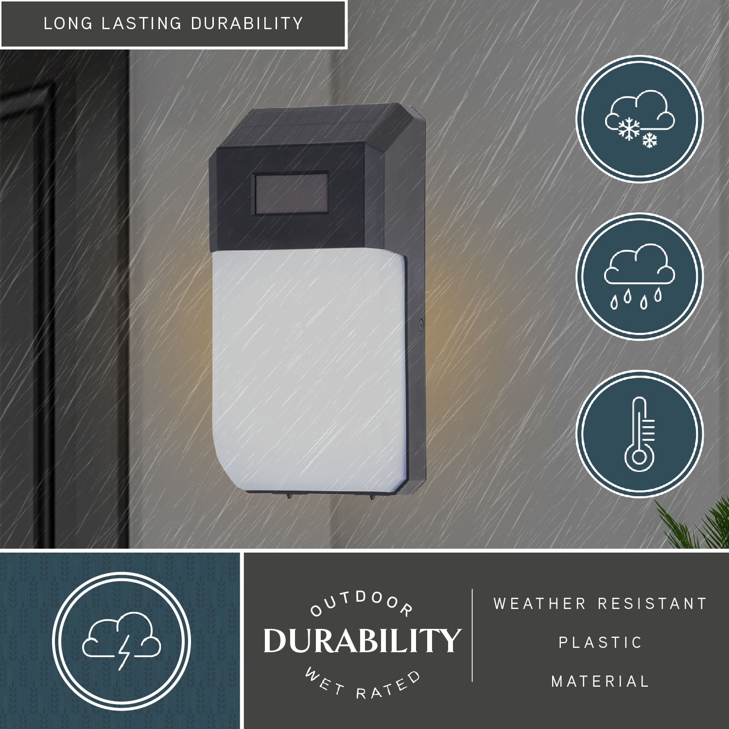 Black Solar LED Outdoor Wall Light with Motion Sensor and Frosted Shade