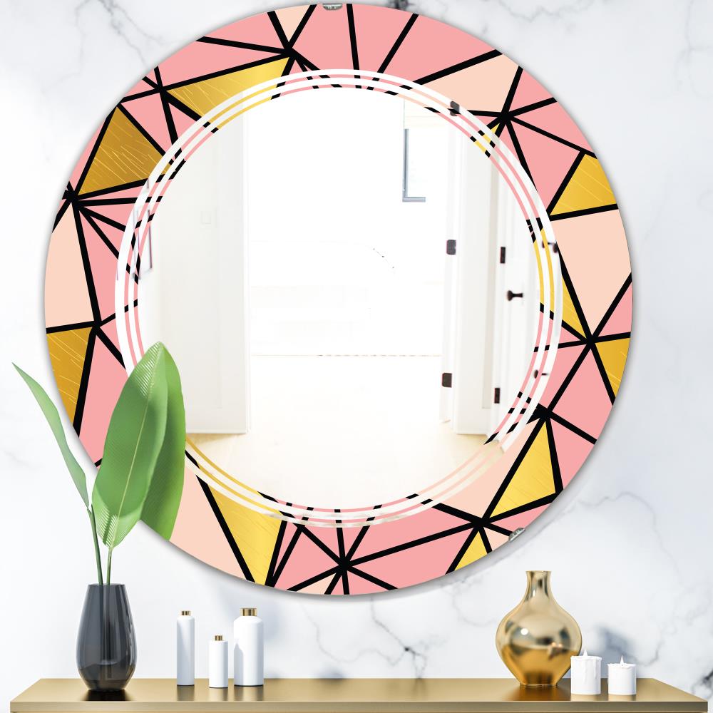 Designart Designart Mirrors 31.5-in W x 31.5-in H Round Pink Polished ...