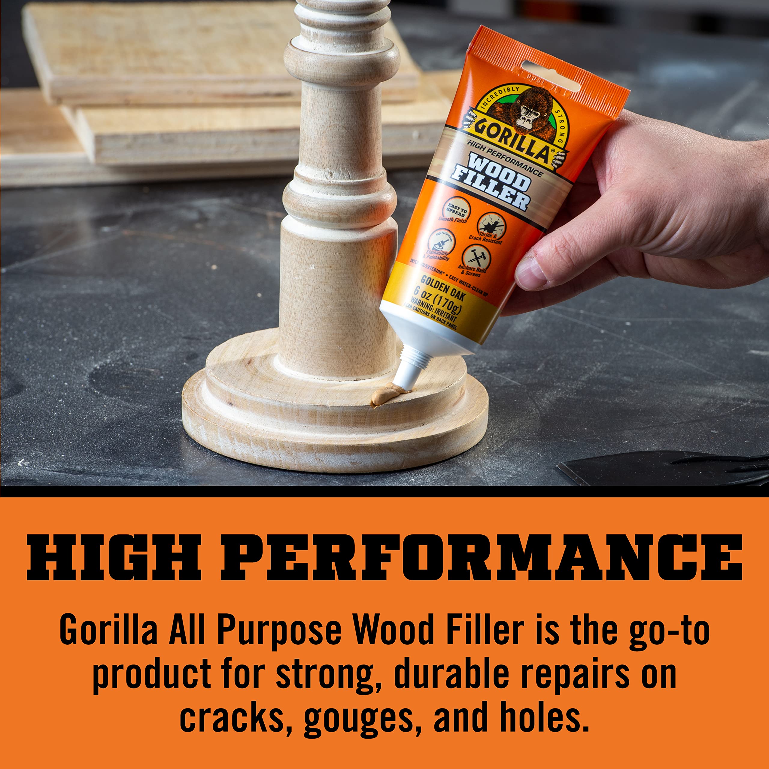 Gorilla Minwax Color Matched Golden Oak Wood Filler 6 oz in the
