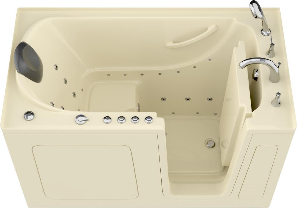 Endurance LS3260RBD-CP Safe Palace 32-in x 59.625-in Biscuit Acrylic Rectangular Walk-in Whirlpool and Air Bath Combination Tub with Faucet Hand Shower with Drain ( Right Drain )