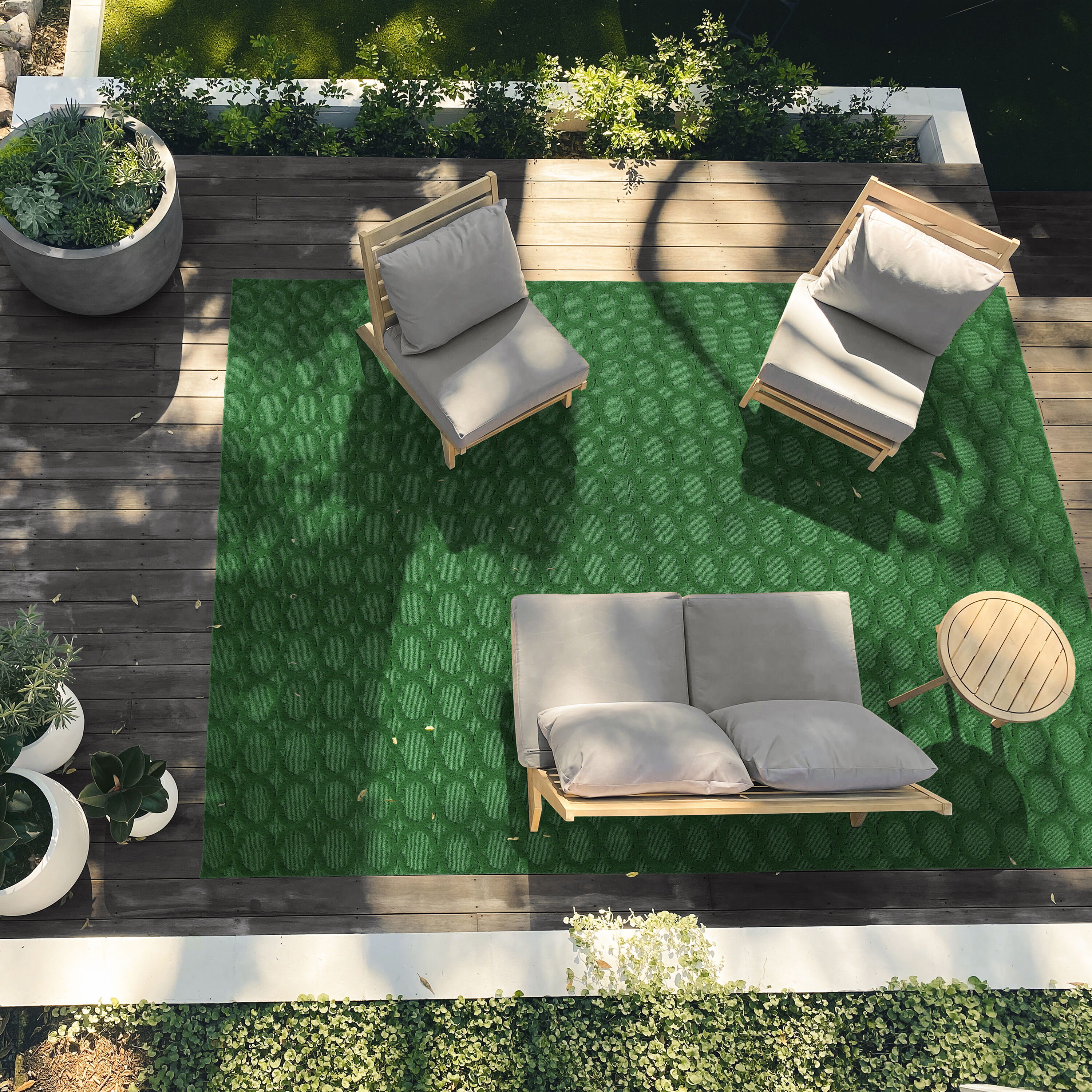 Garland Rug CL100M108144K8 Garden Trellis 9 x 12 (ft) Tufted Polypropylene Green Rectangular Indoor/Outdoor Geometric Area rug