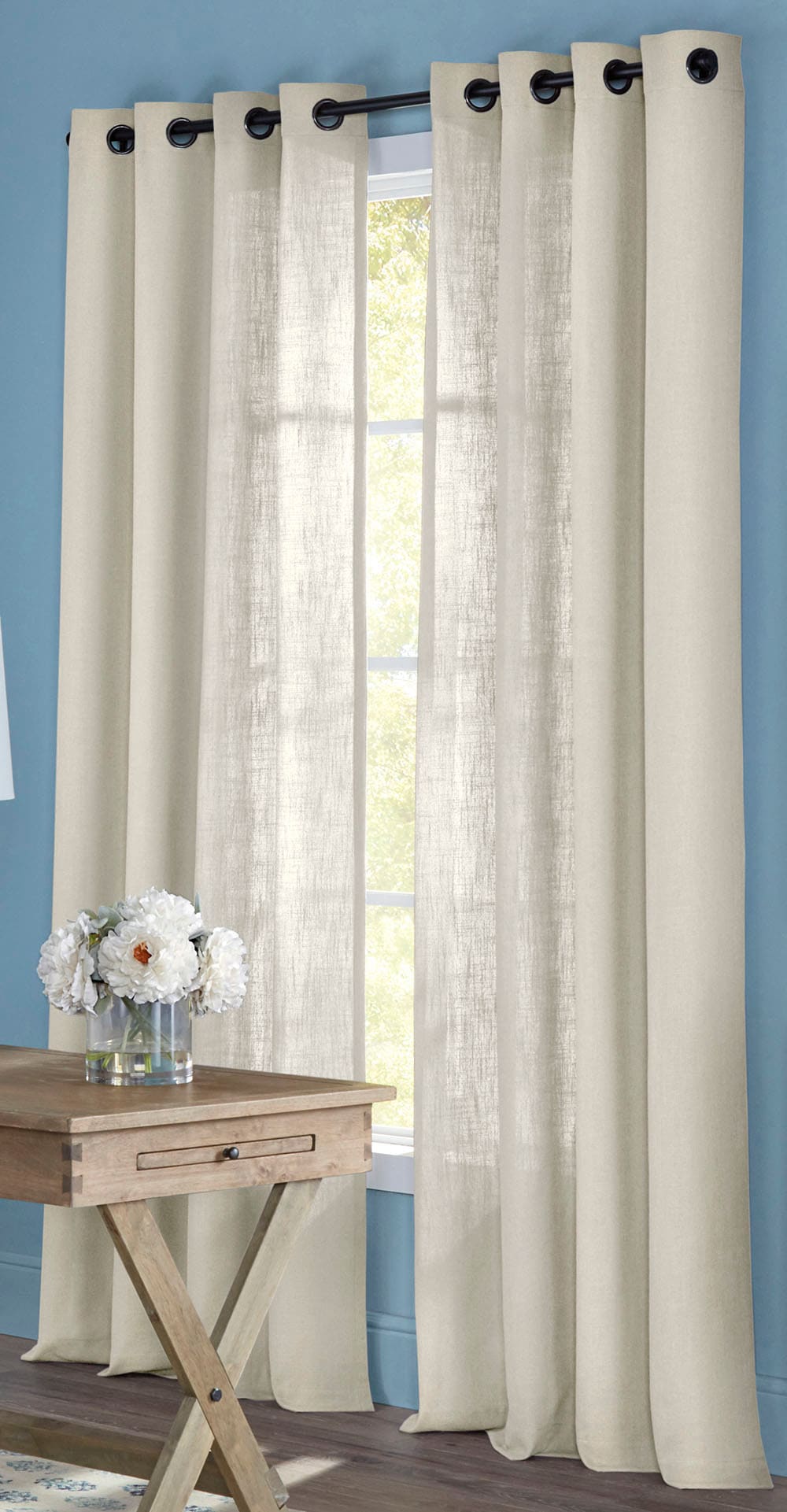 allen + roth 84-in Ivory Light Filtering Grommet Single Curtain Panel Polyester in Off-White | X783 .22684ZBG -  X783  .22684ZBG