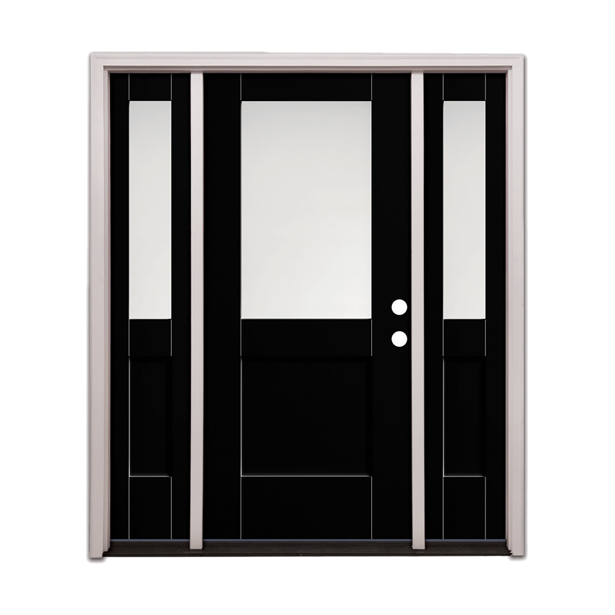Therma-Tru 64-in x 80-in Fiberglass Half Lite Prehung Front Door with Sidelights and Brickmould