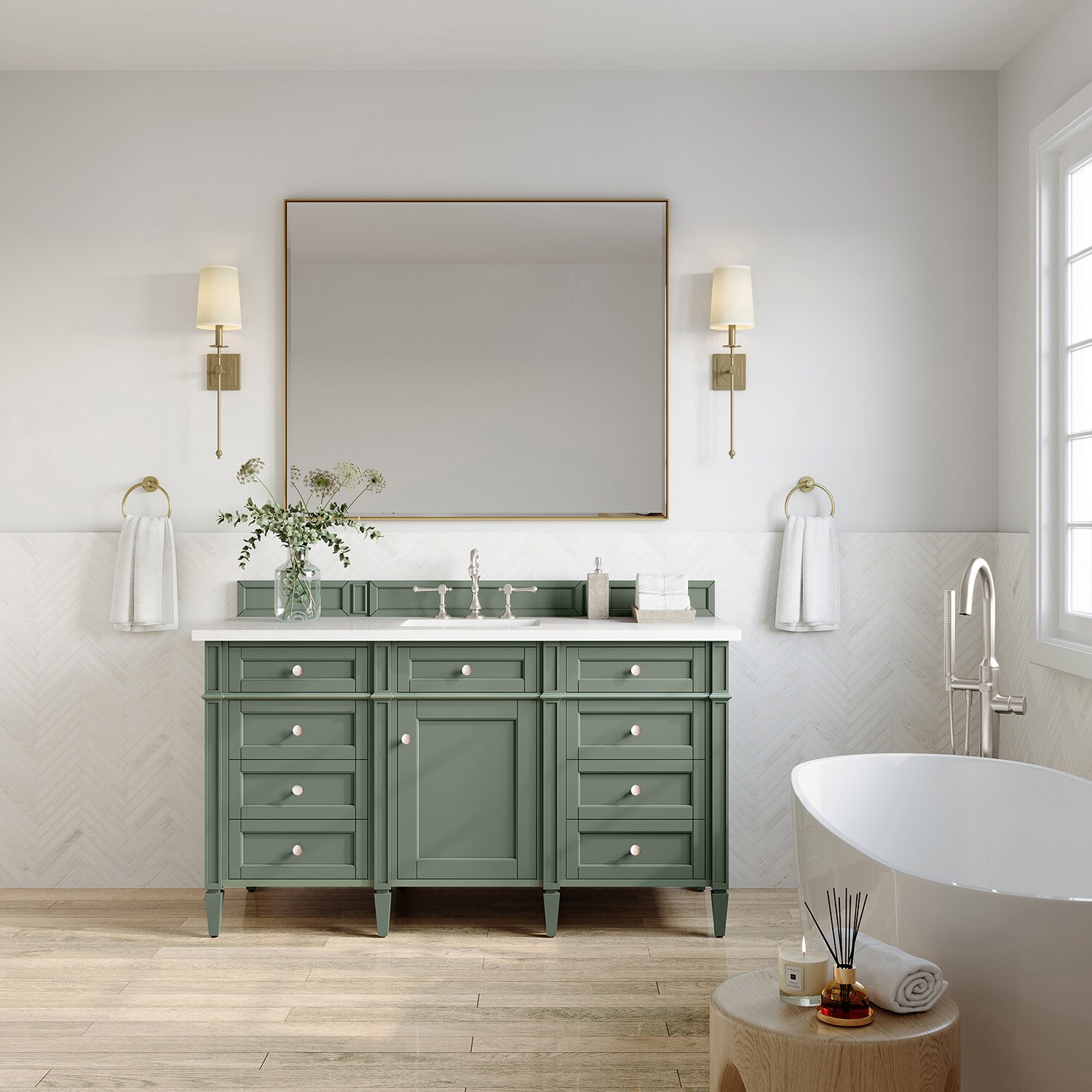 James Martin Vanities Brittany 60-in Smokey Celadon Undermount Single ...